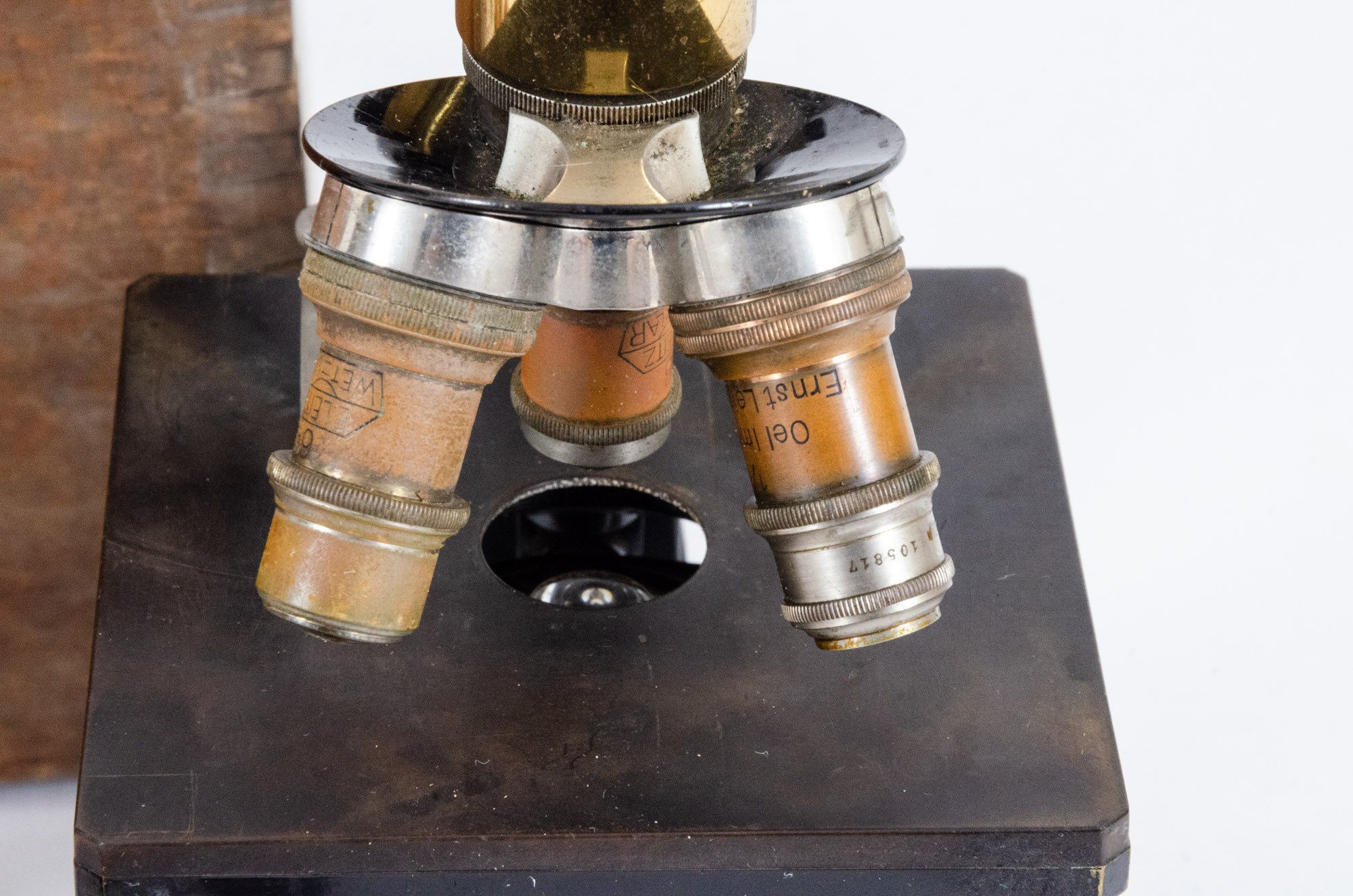 1922 Ernst Leitz Wetzlar Brass Microscope with Original Case and Accessories