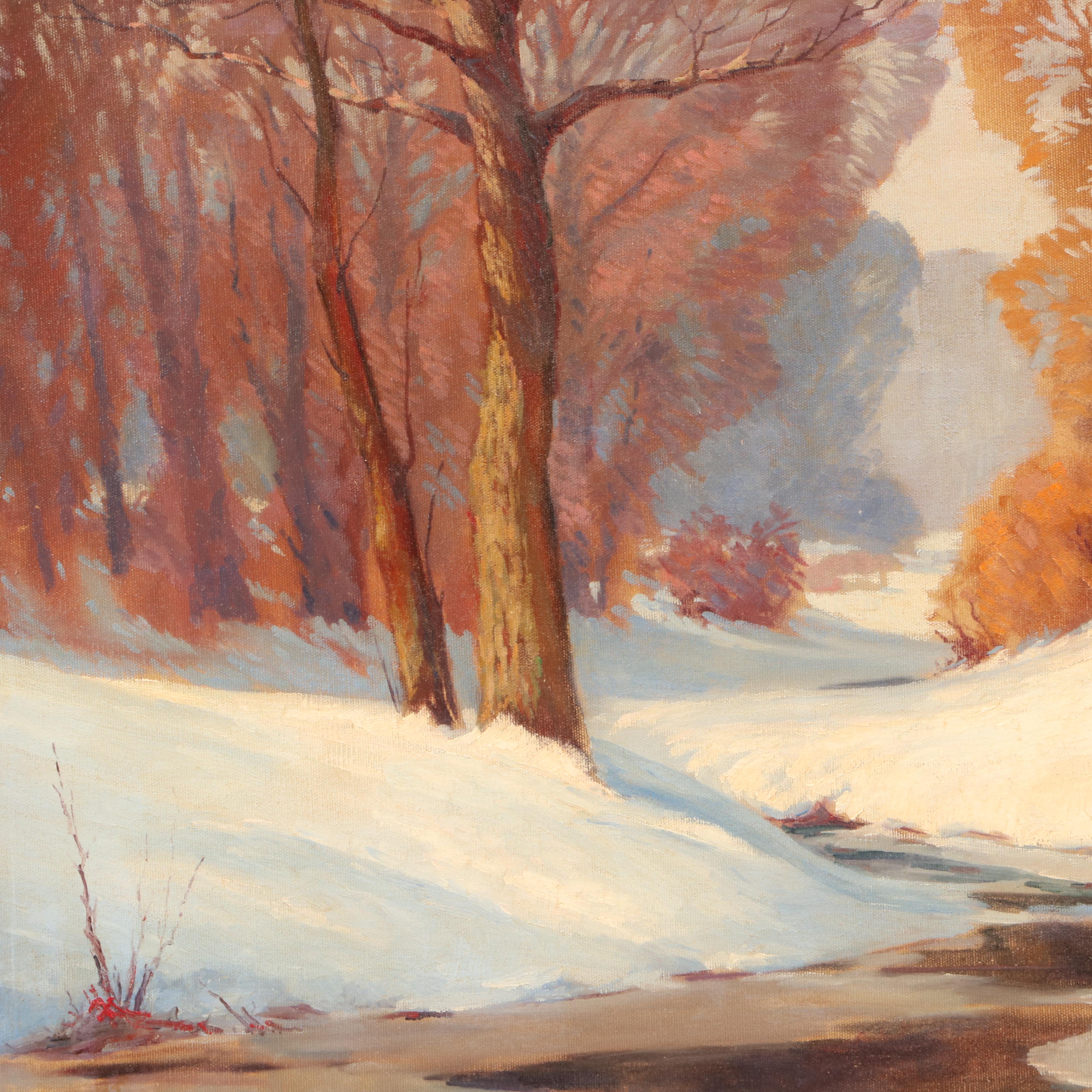 John Correll Oil Painting of Winter Landscape