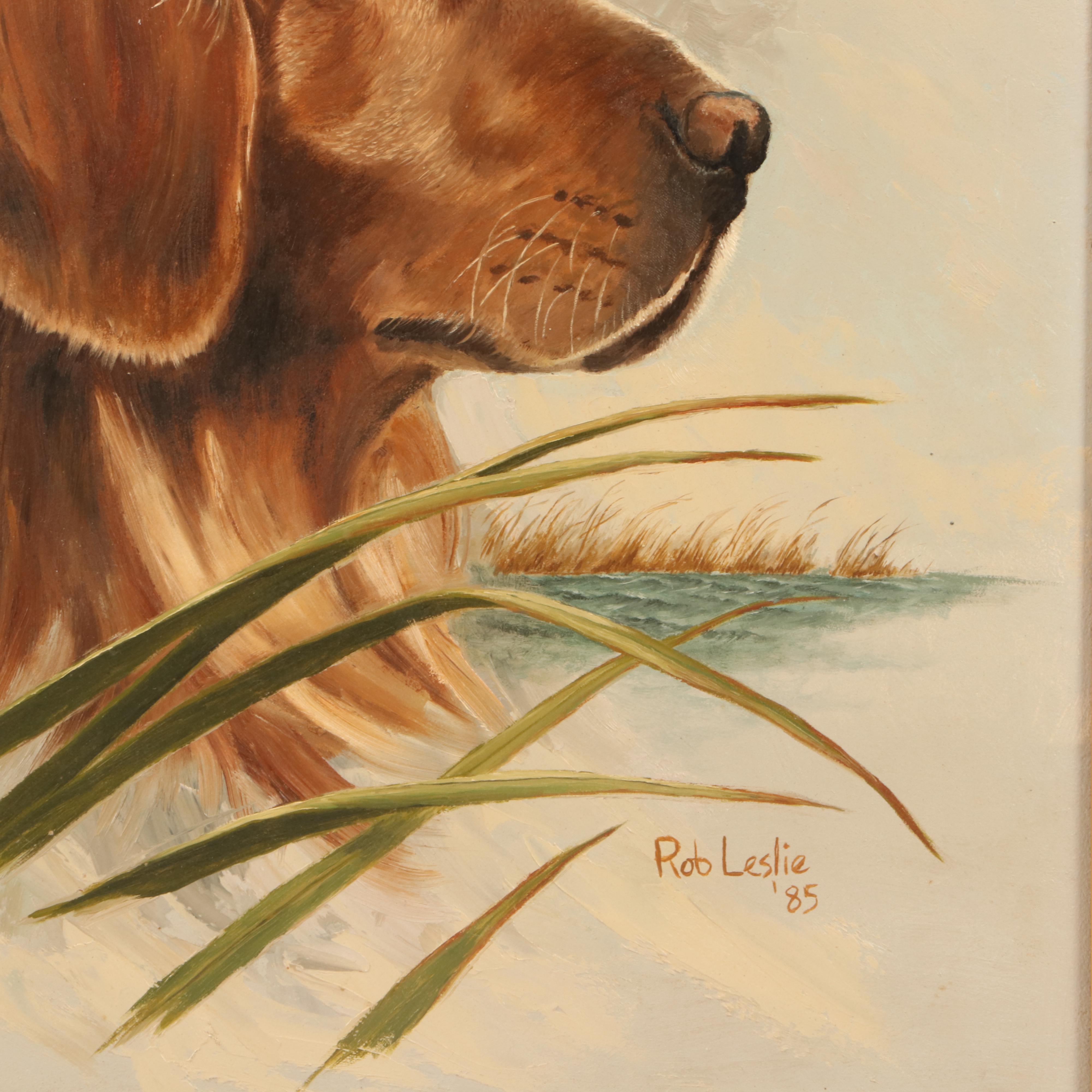 Rob Leslie Oil Portrait Painting of Golden Retriever