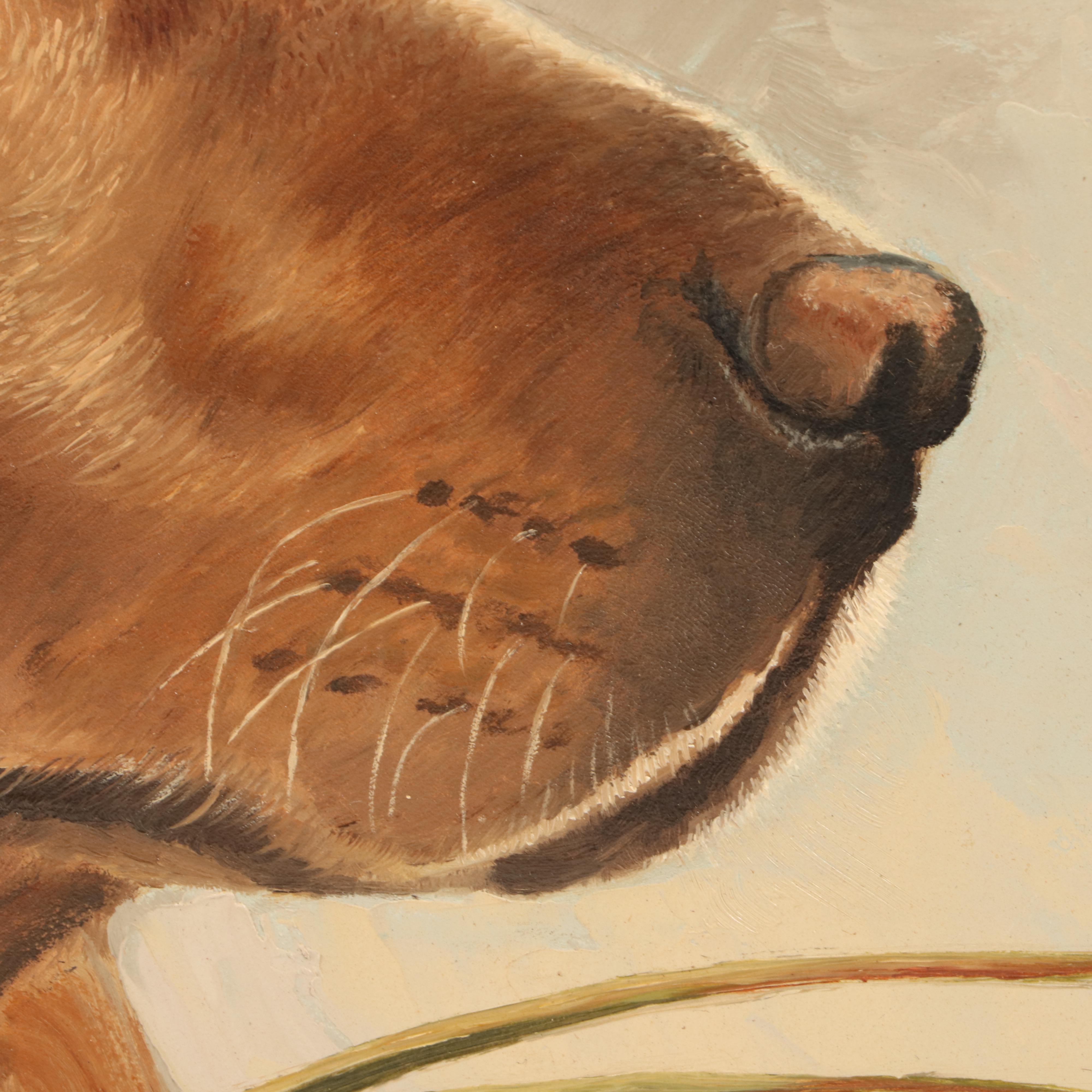 Rob Leslie Oil Portrait Painting of Golden Retriever