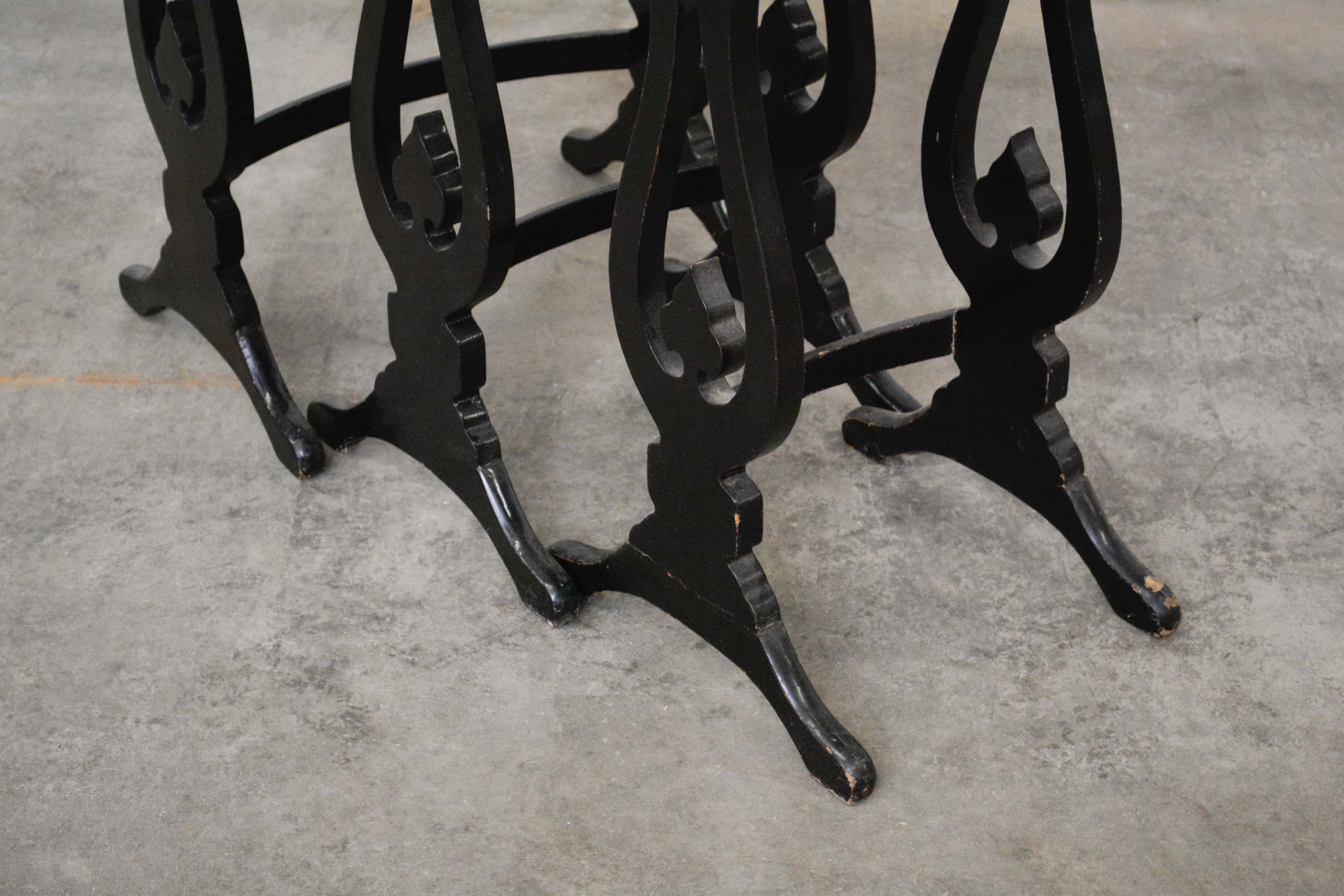 Set of Three Chinese Export Black Lacquer and Graduated Side Tables, Circa 1900