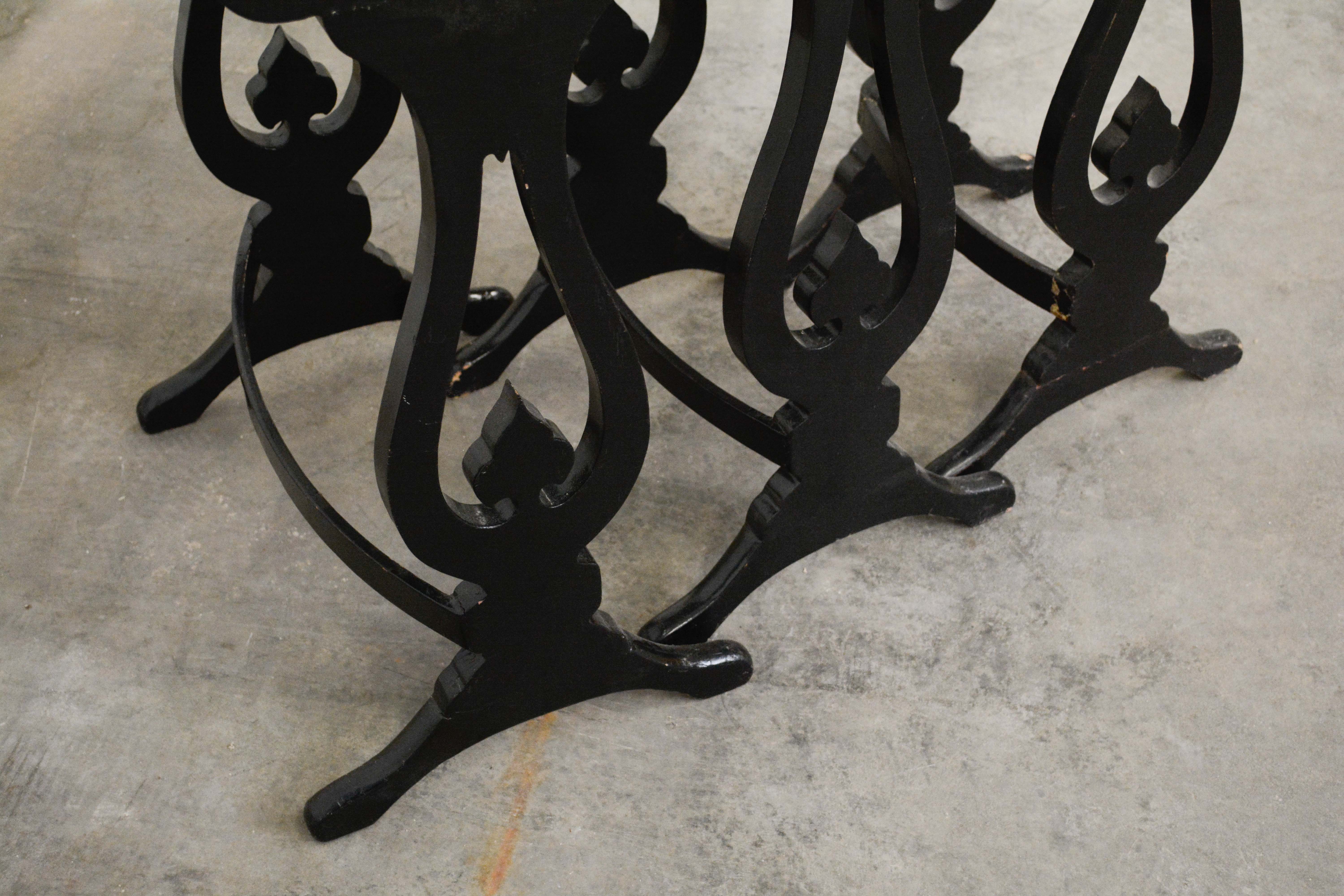 Set of Three Chinese Export Black Lacquer and Graduated Side Tables, Circa 1900