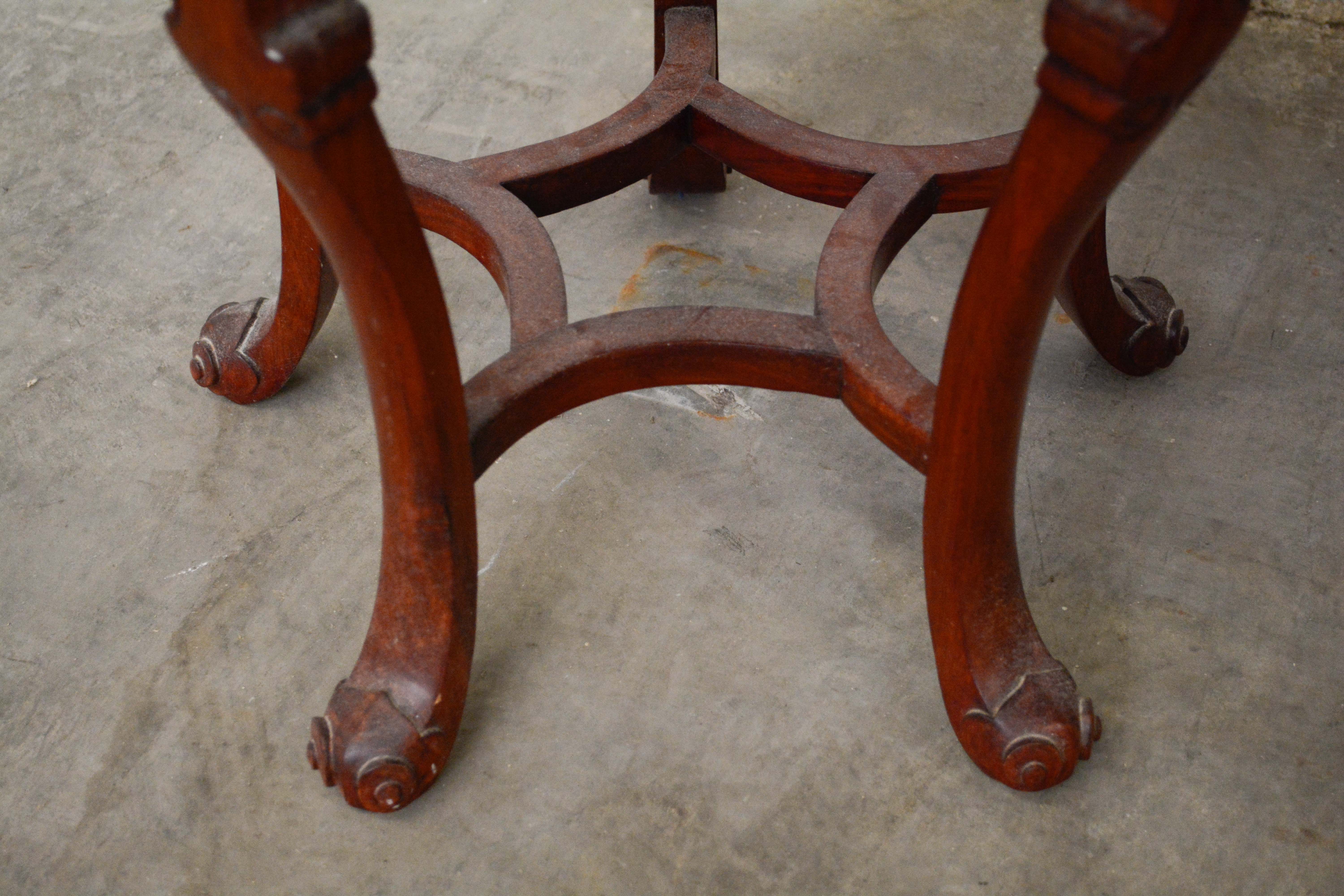 Two Chinese Export Carved Hardwood and Cloisonné Stands, 20th Century