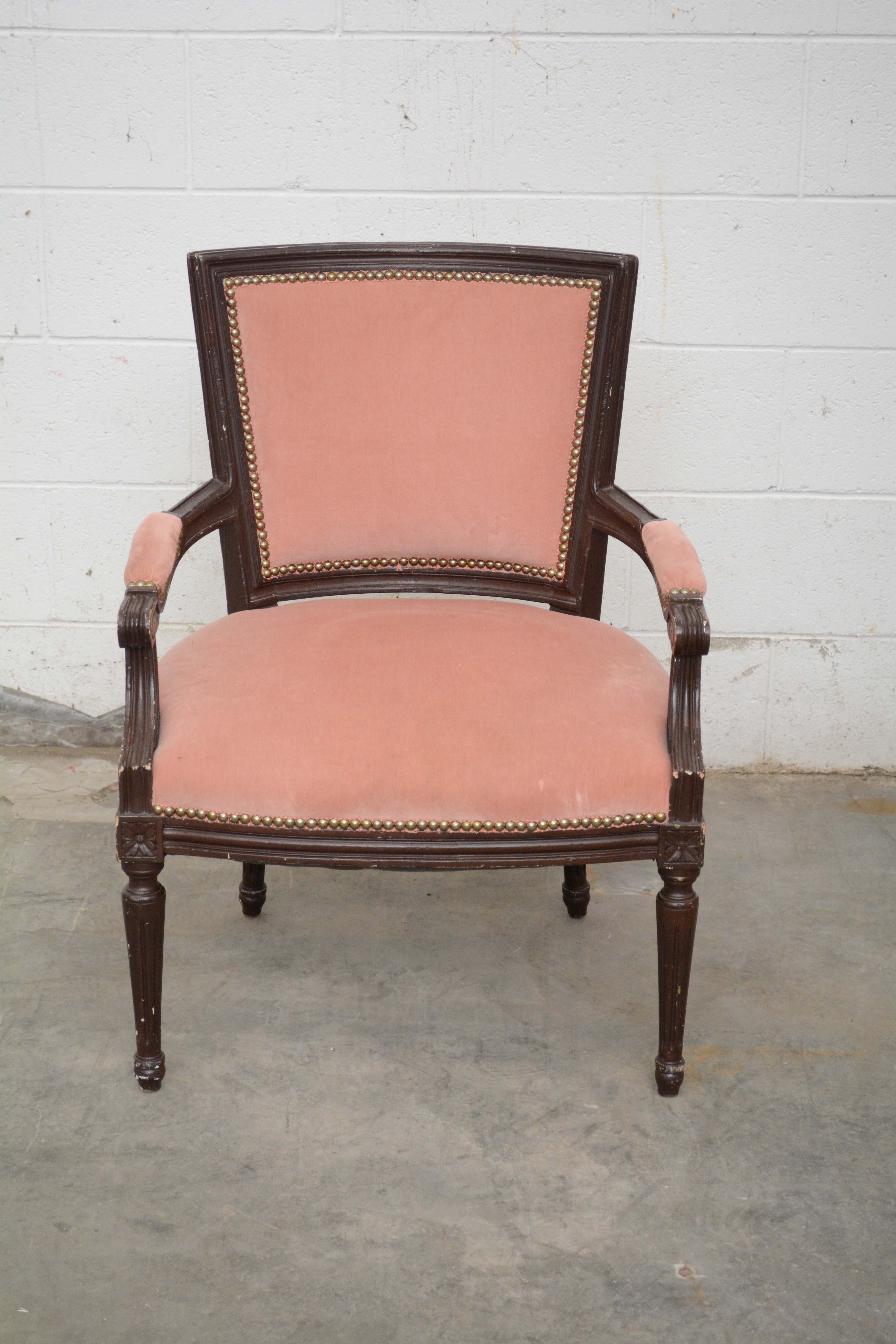 Pair of Louis XVI Style Painted Wooden Fauteuils, 20th Century