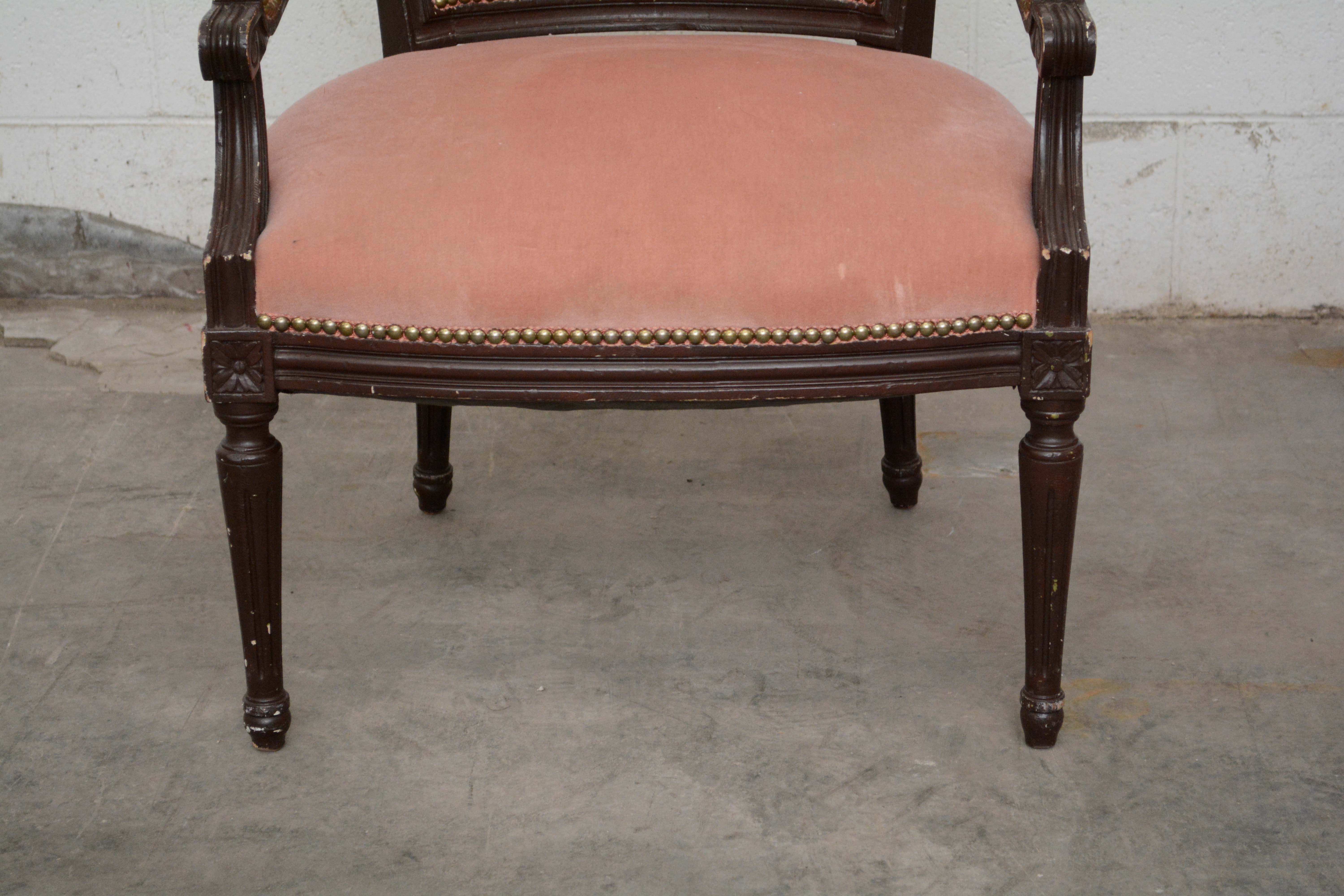 Pair of Louis XVI Style Painted Wooden Fauteuils, 20th Century