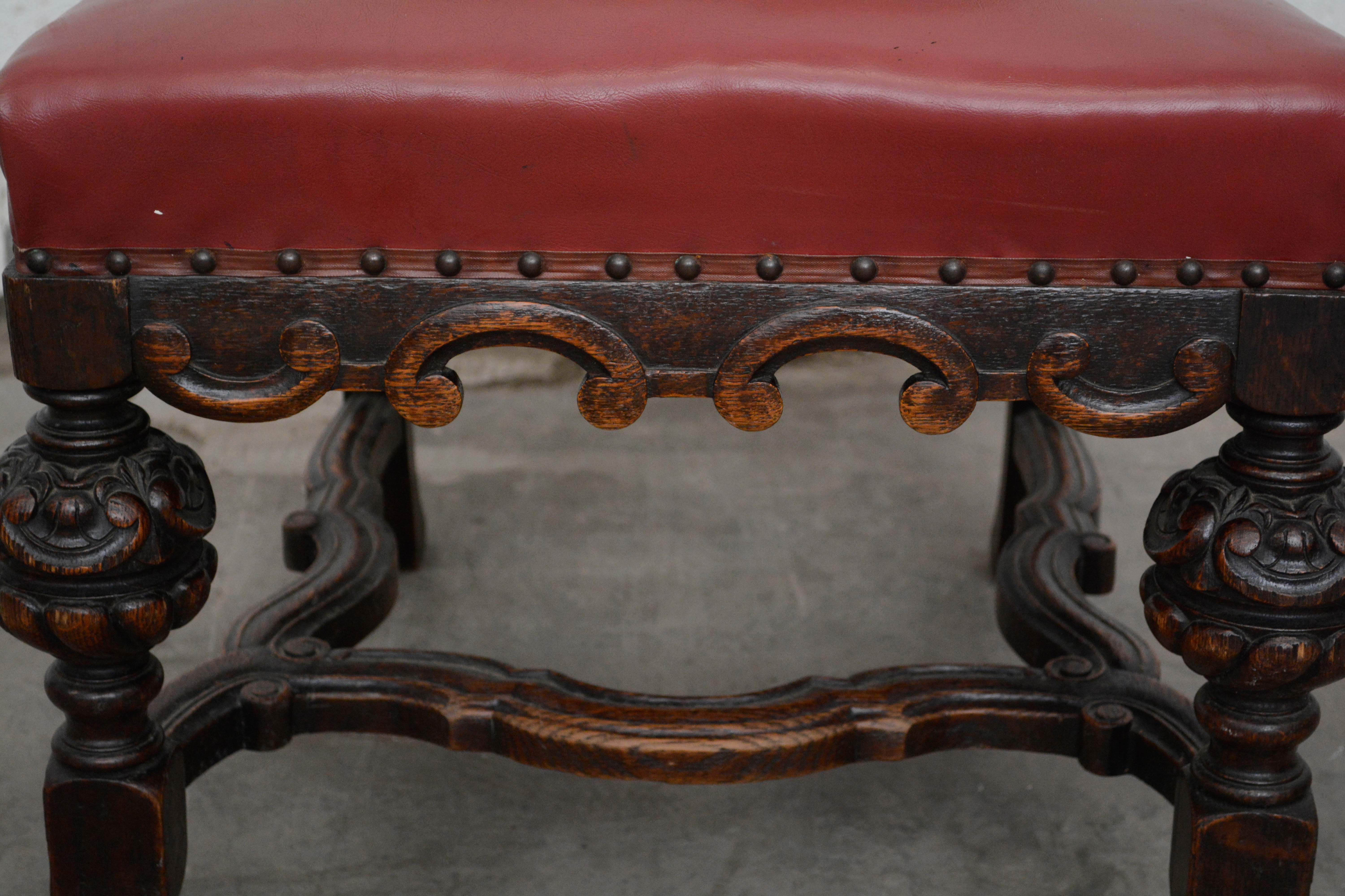 Renaissance Revival Style Carved Oak Dining Chairs, Early 20th Century