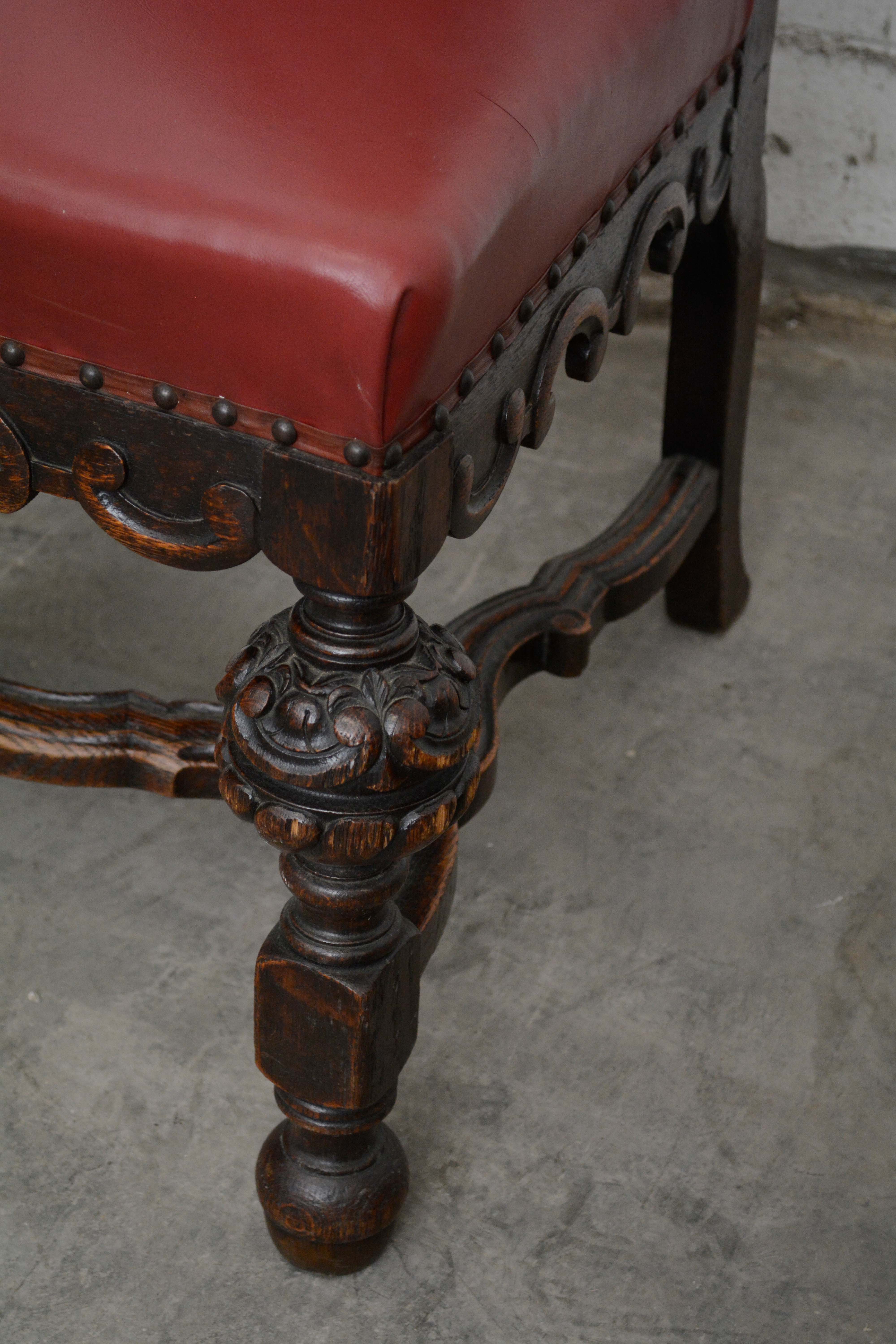 Renaissance Revival Style Carved Oak Dining Chairs, Early 20th Century