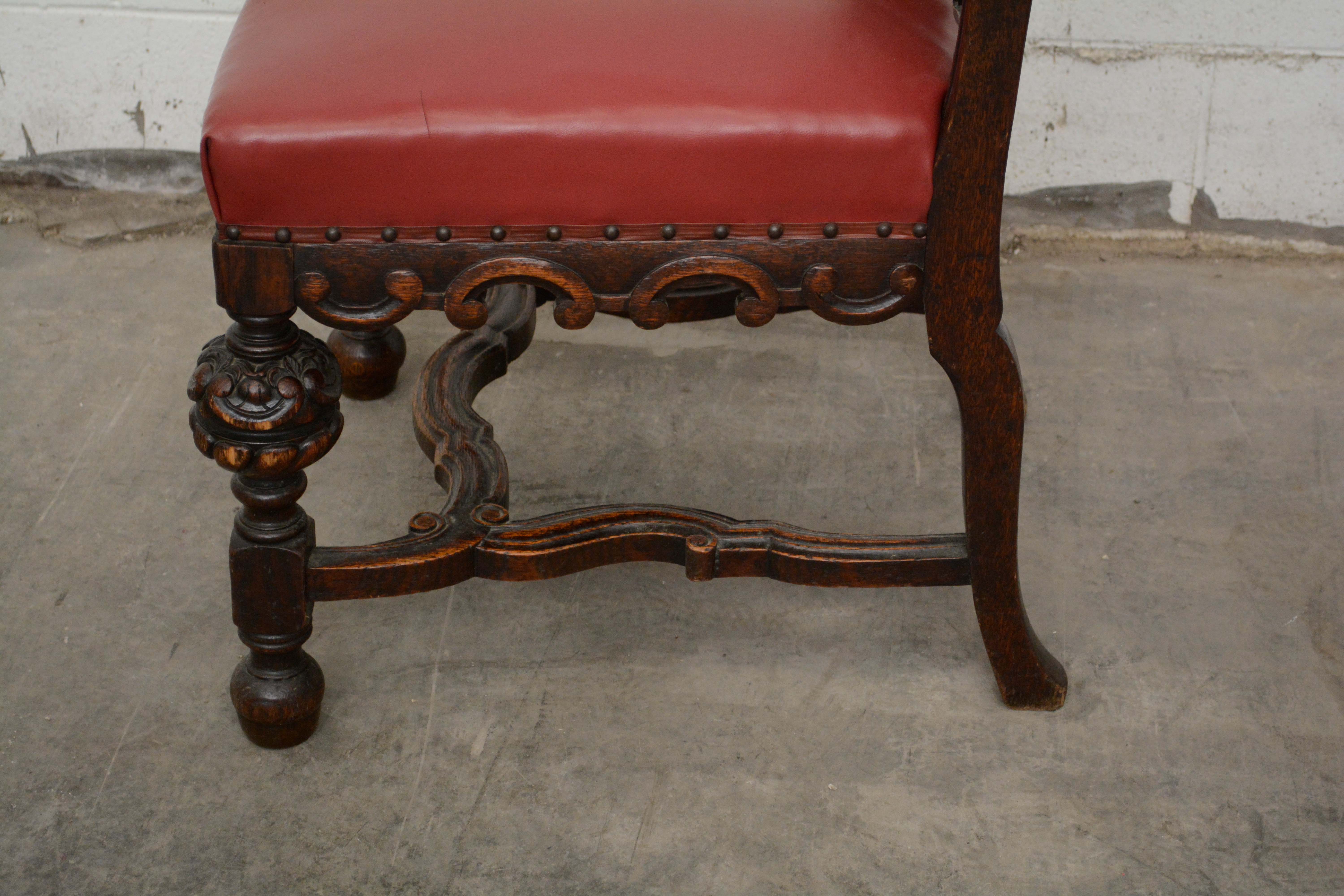 Renaissance Revival Style Carved Oak Dining Chairs, Early 20th Century