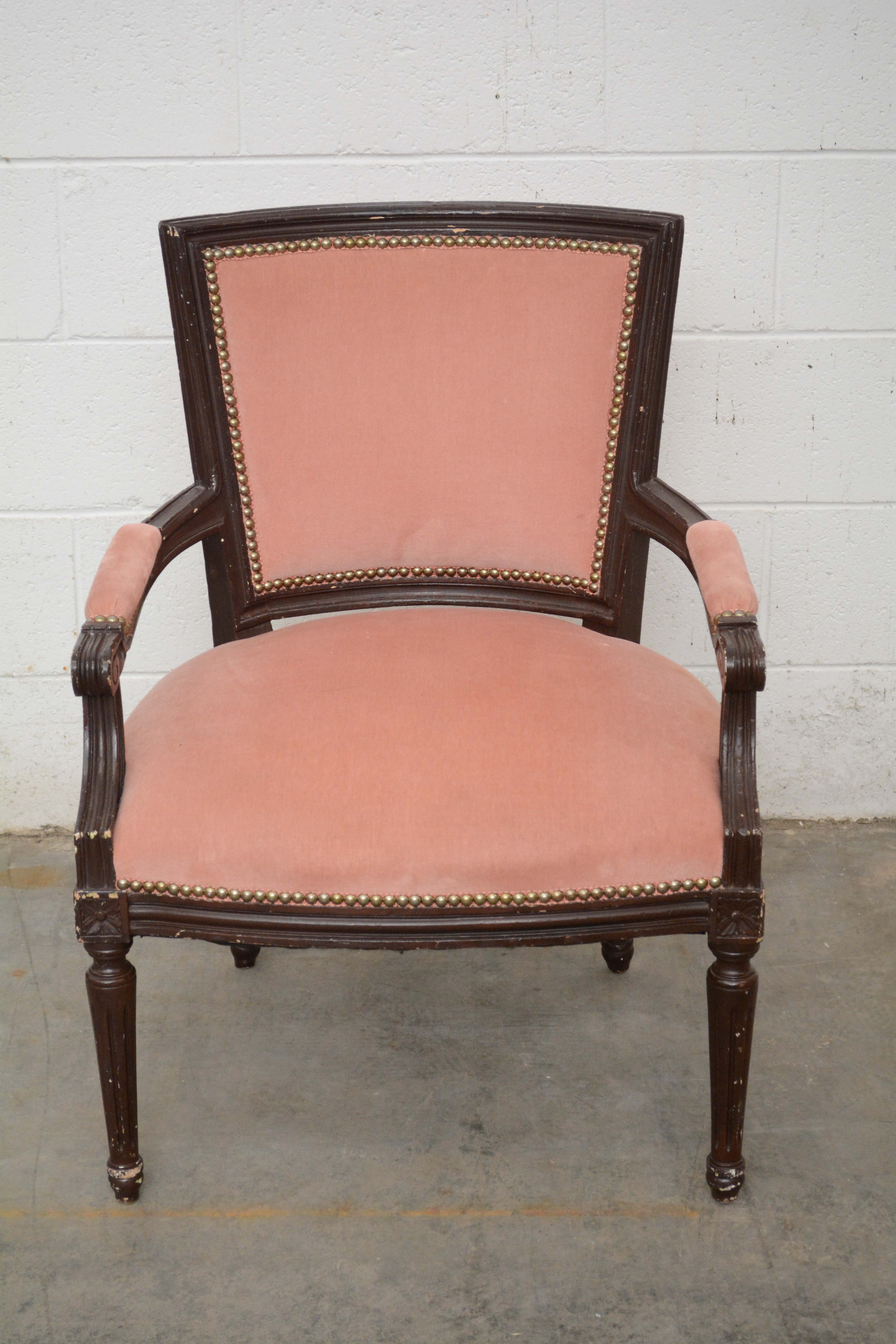 Pair of Louis XVI Style Painted Wooden Fauteuils, 20th Century