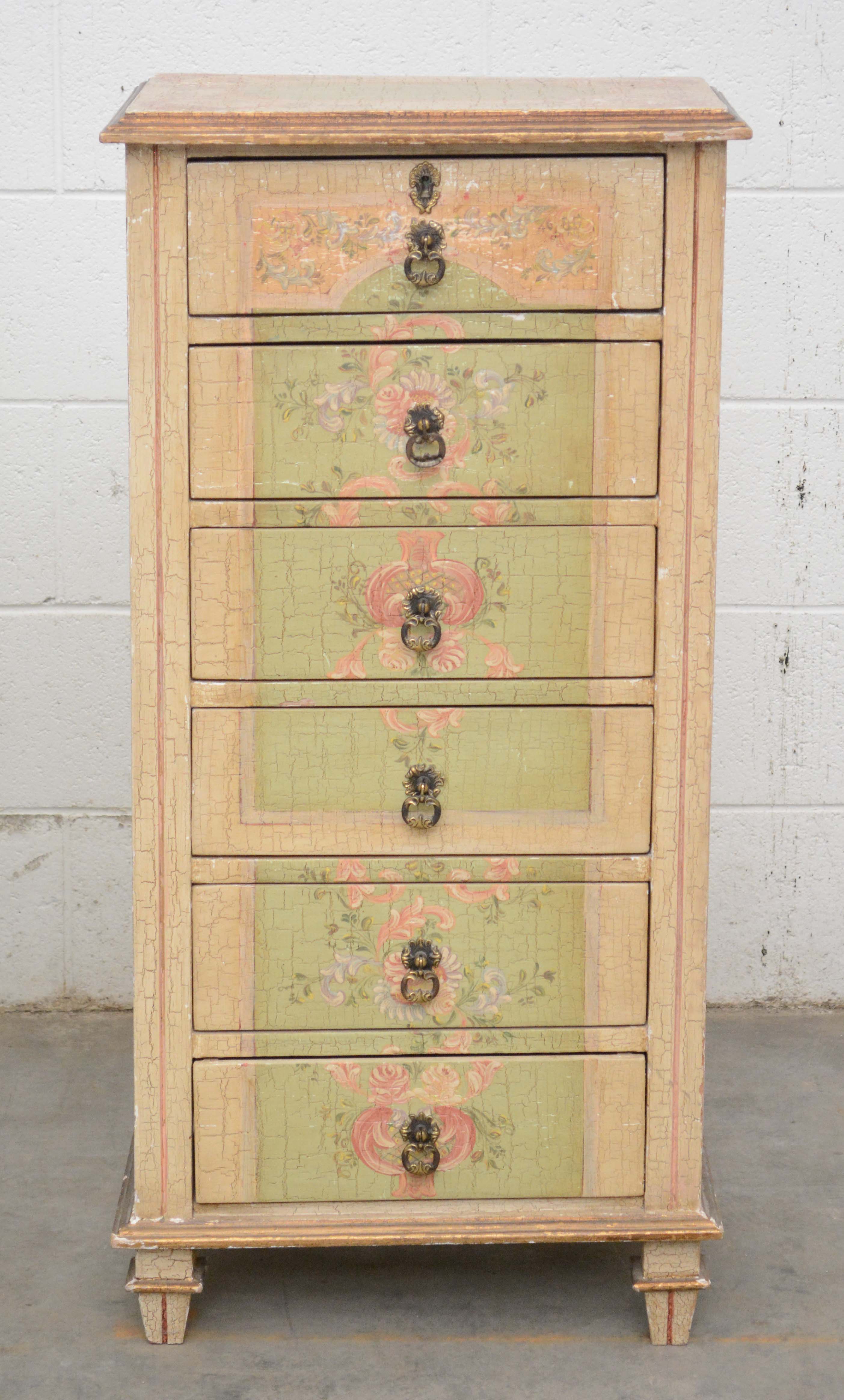 Two French Provincial Style Paint-Decorated Chests of Drawers, 20th Century