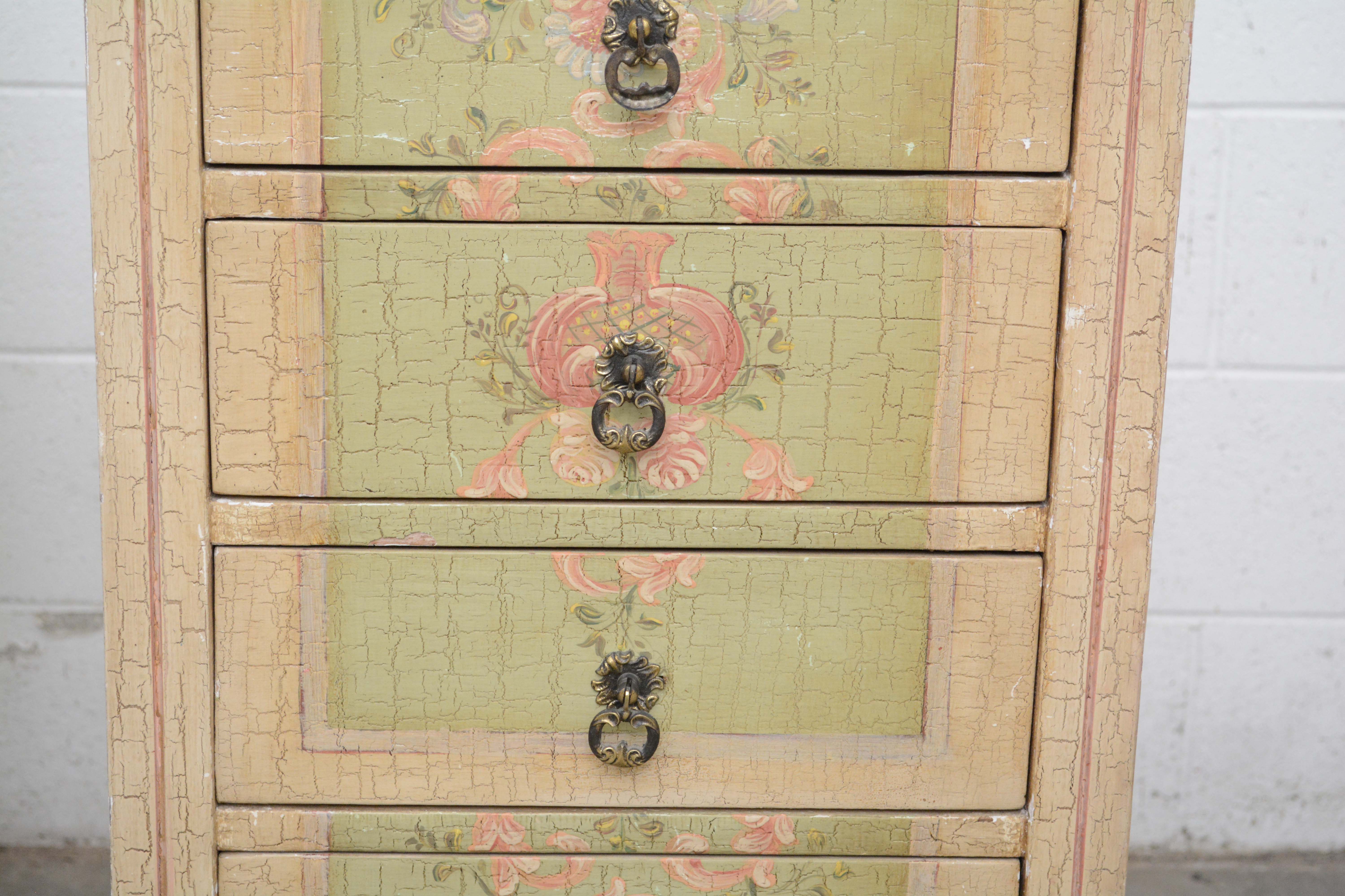 Two French Provincial Style Paint-Decorated Chests of Drawers, 20th Century