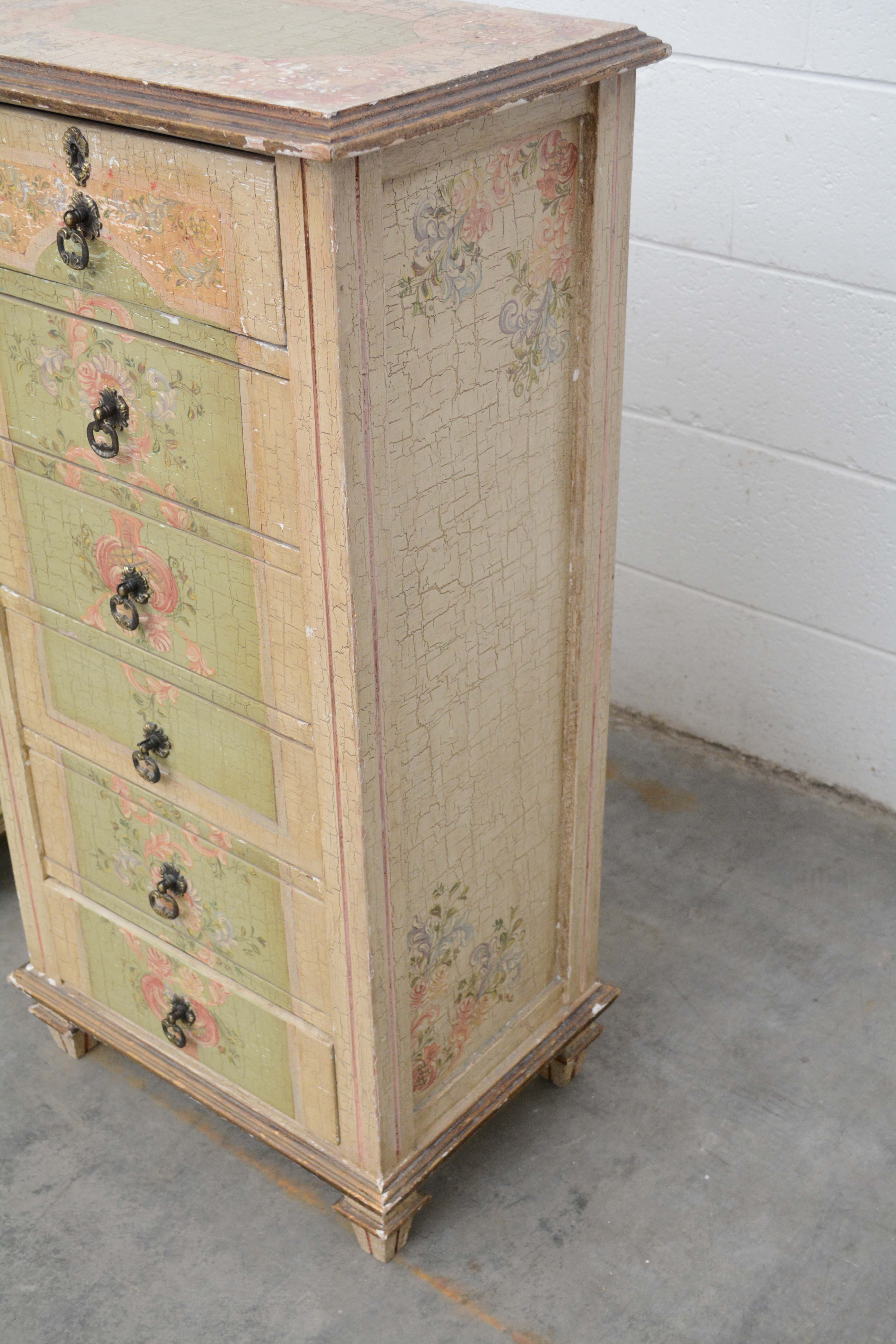 Two French Provincial Style Paint-Decorated Chests of Drawers, 20th Century