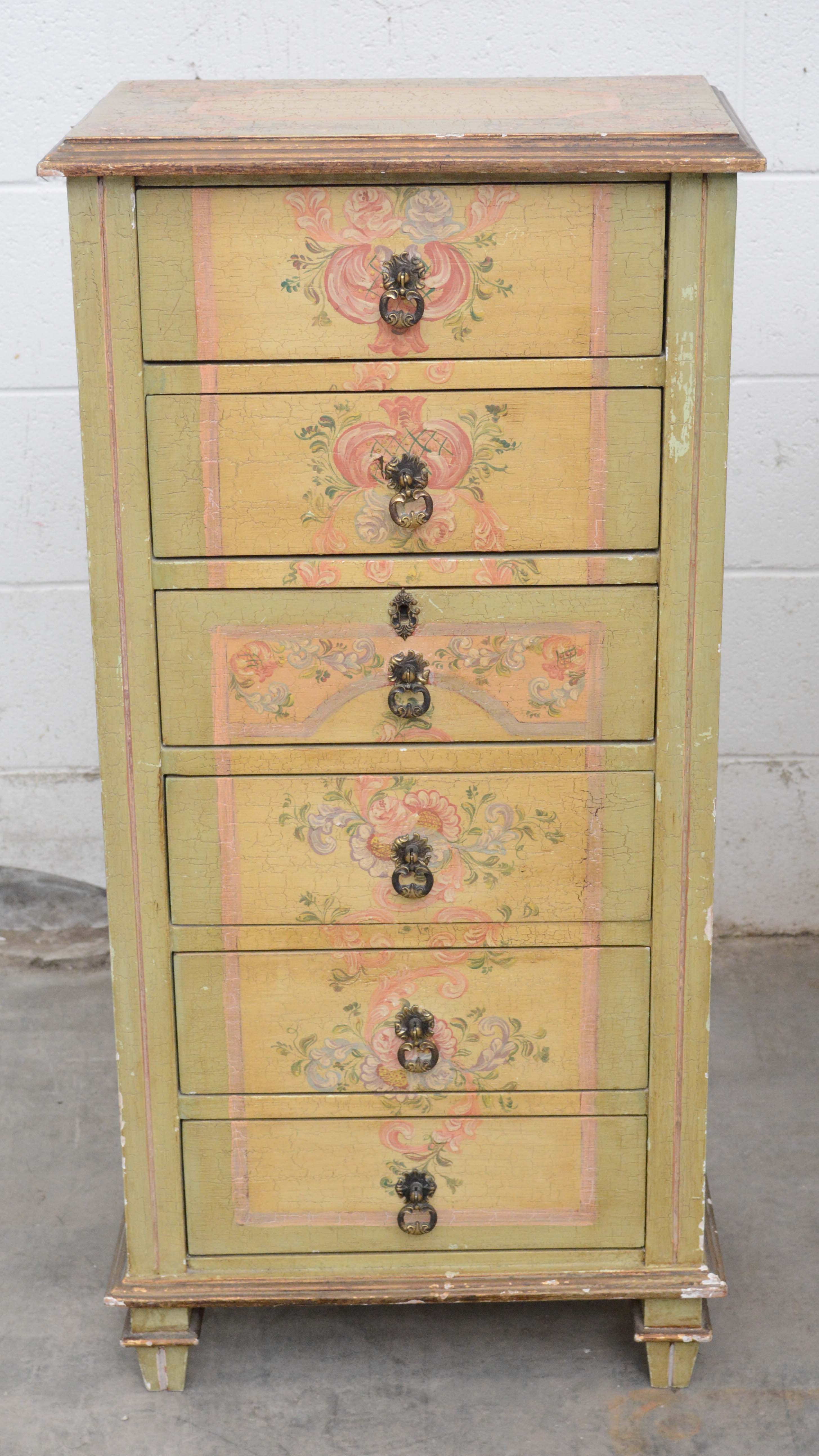 Two French Provincial Style Paint-Decorated Chests of Drawers, 20th Century