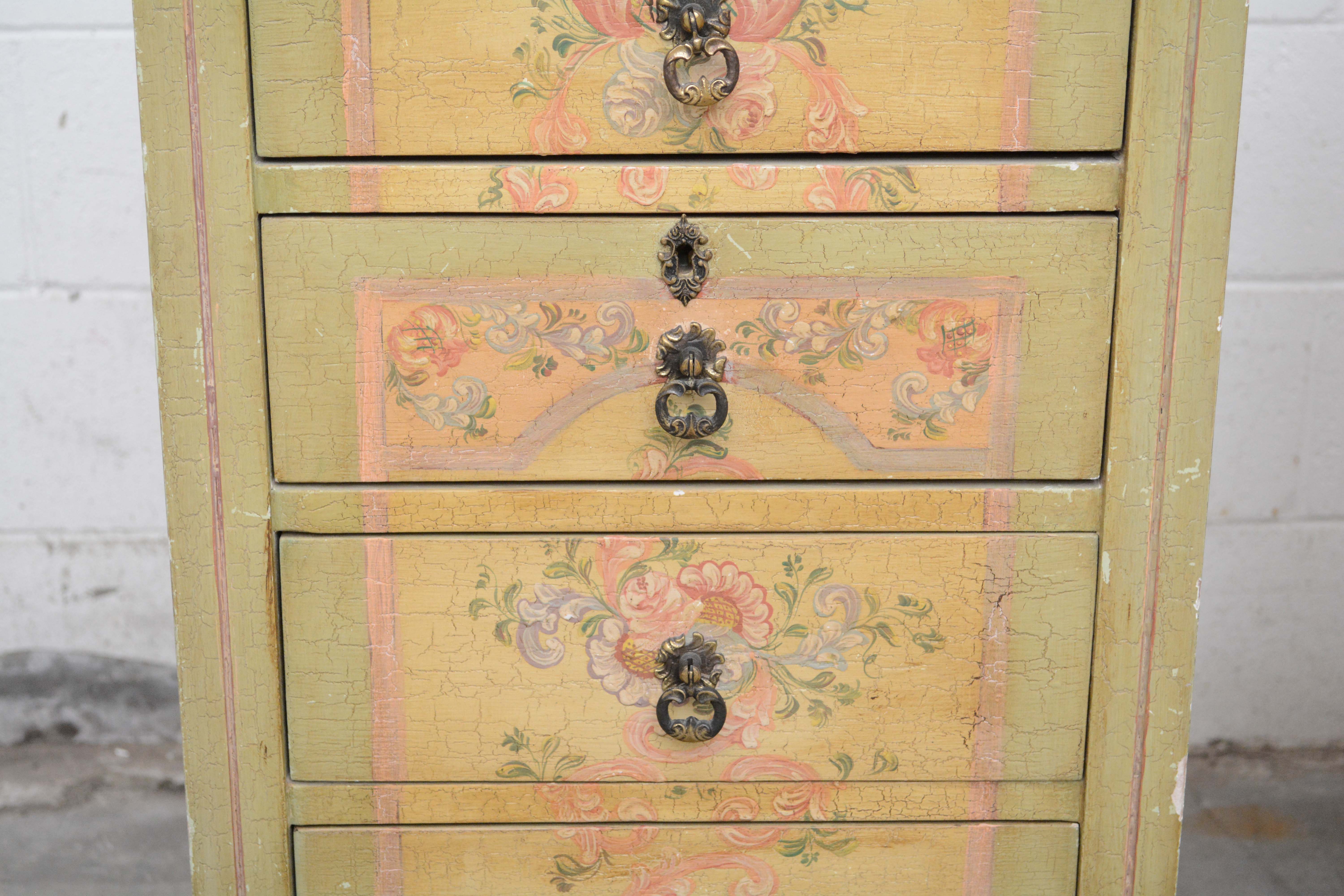Two French Provincial Style Paint-Decorated Chests of Drawers, 20th Century