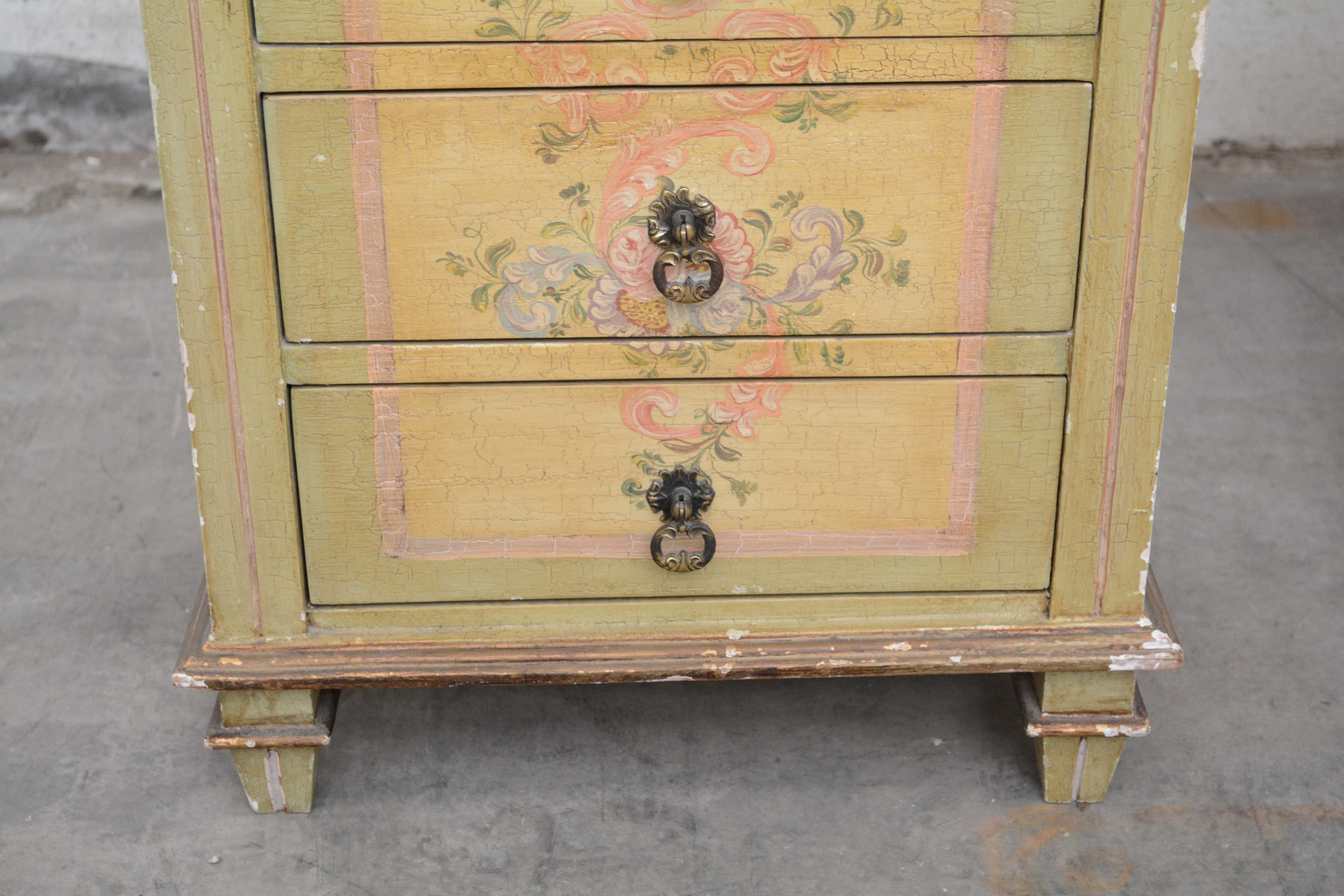 Two French Provincial Style Paint-Decorated Chests of Drawers, 20th Century