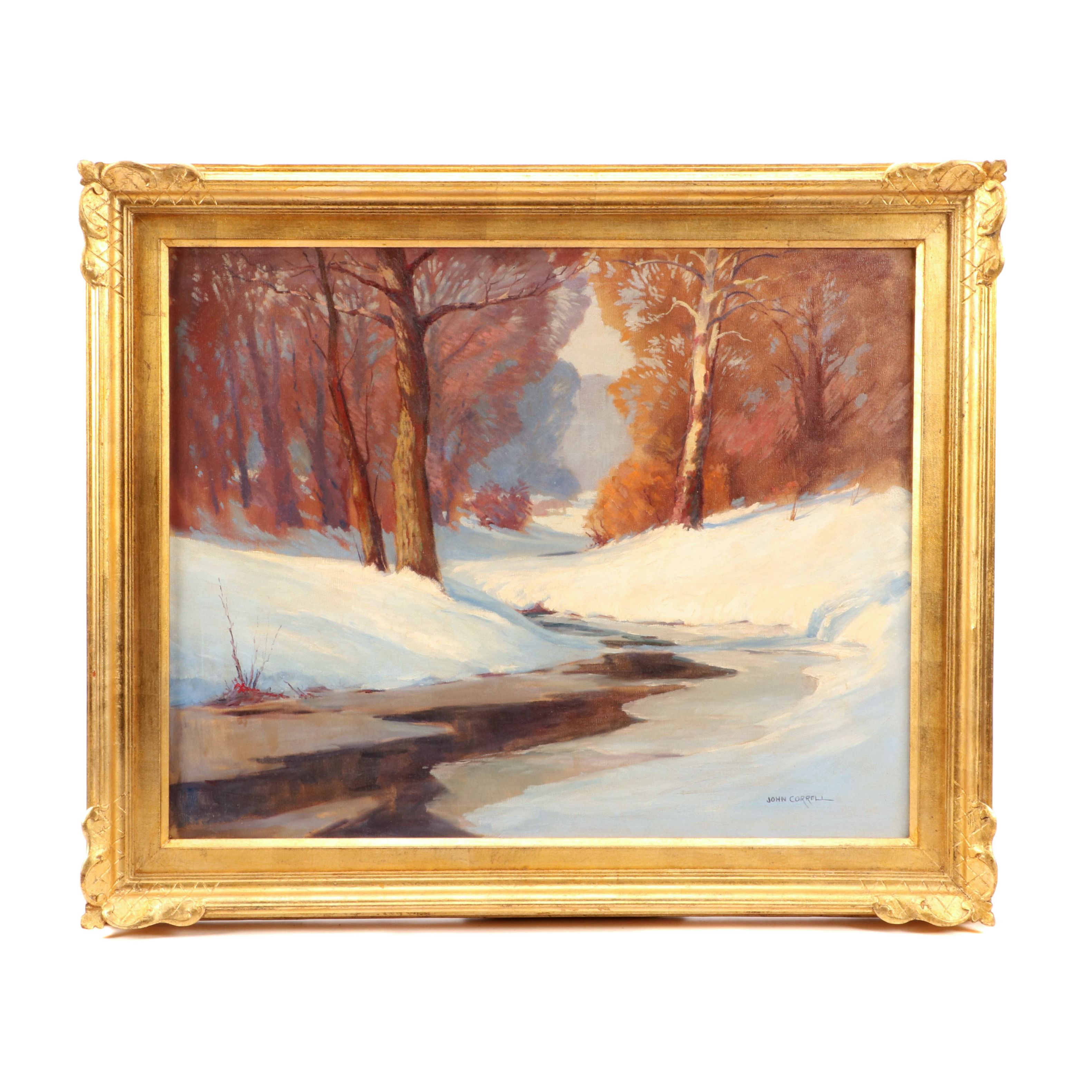 John Correll Oil Painting of Winter Landscape
