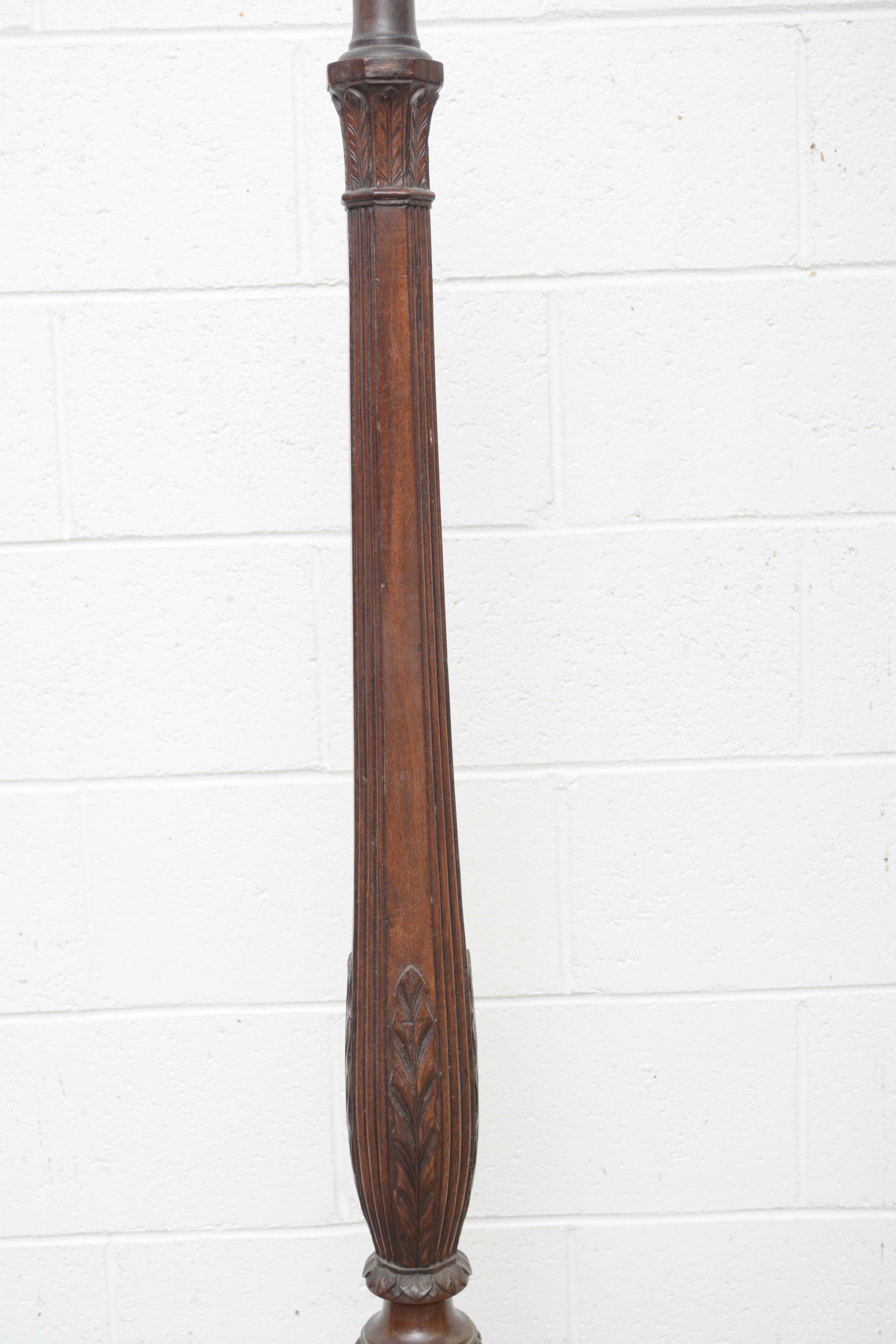 Queen Anne Style Carved Wood Floor Lamps with Cabriole Legs, circa 1930