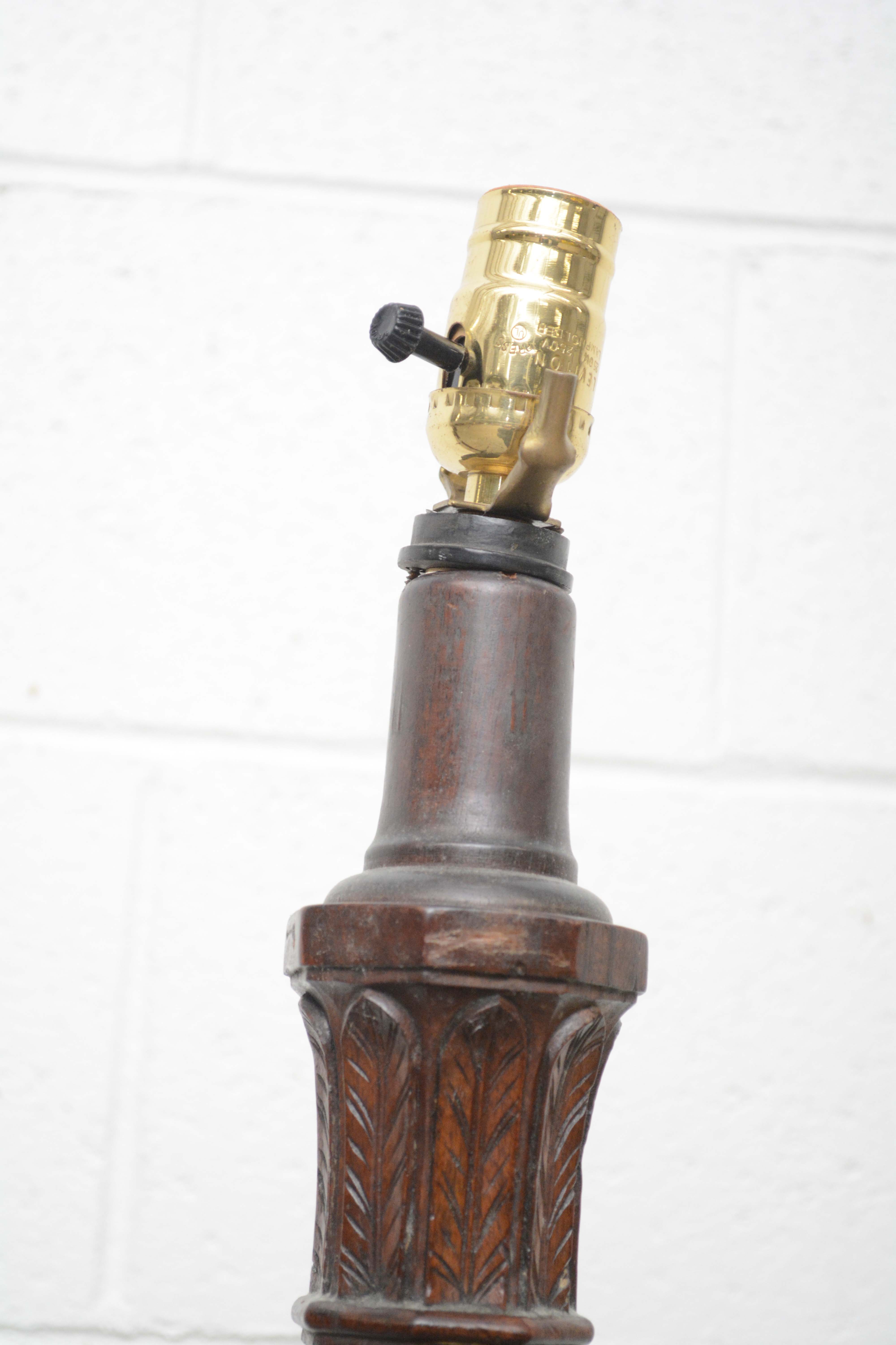 Queen Anne Style Carved Wood Floor Lamps with Cabriole Legs, circa 1930