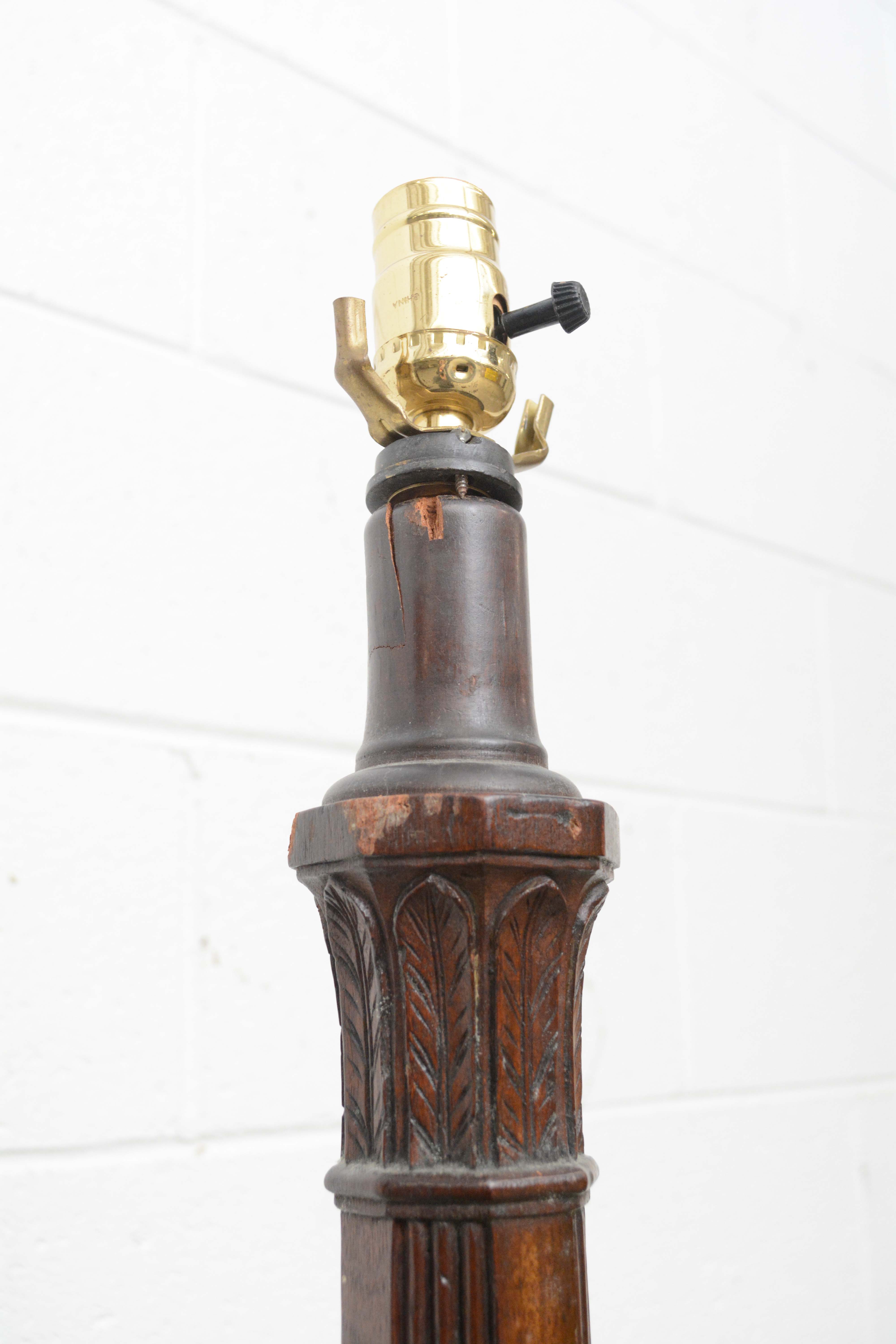 Queen Anne Style Carved Wood Floor Lamps with Cabriole Legs, circa 1930