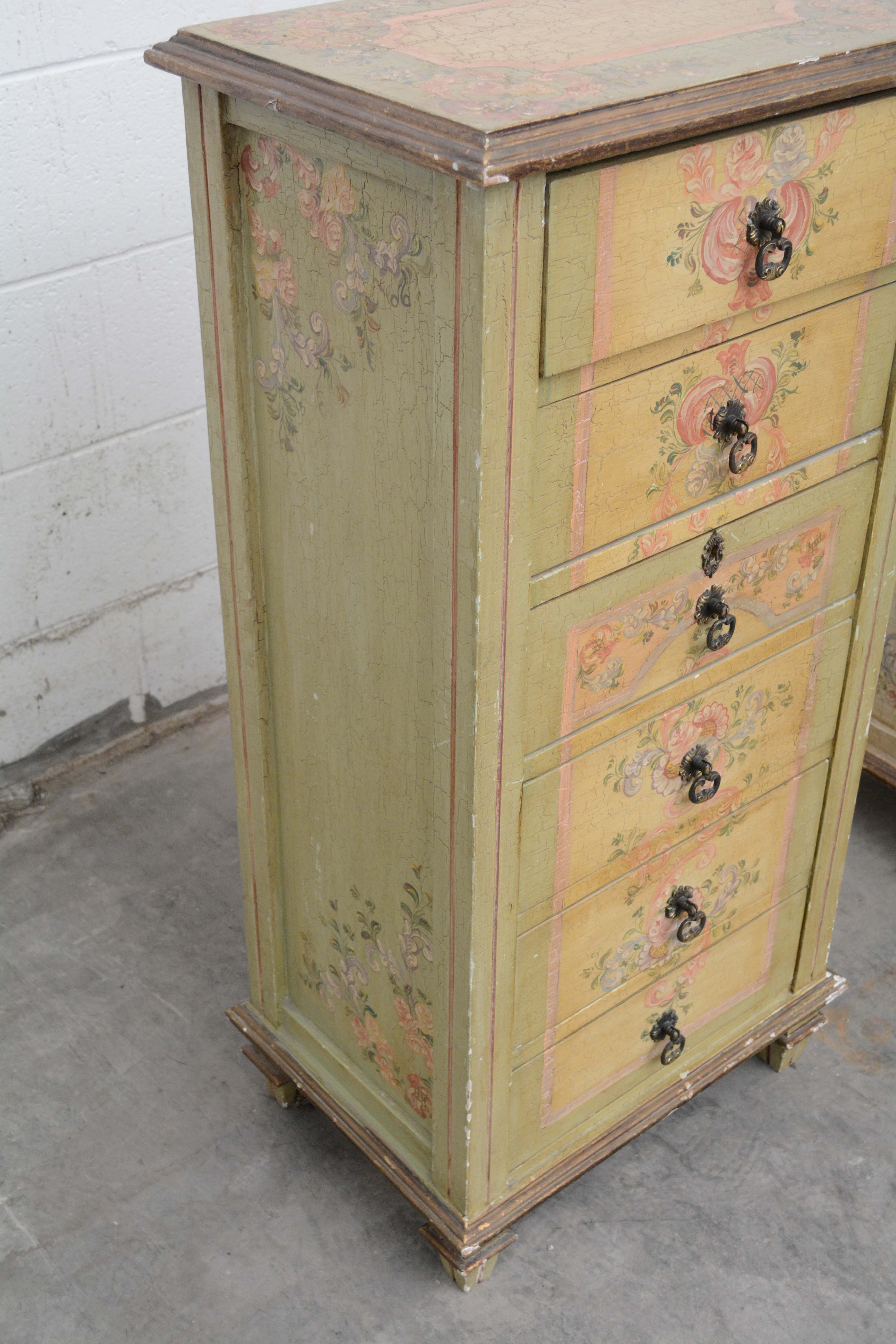 Two French Provincial Style Paint-Decorated Chests of Drawers, 20th Century