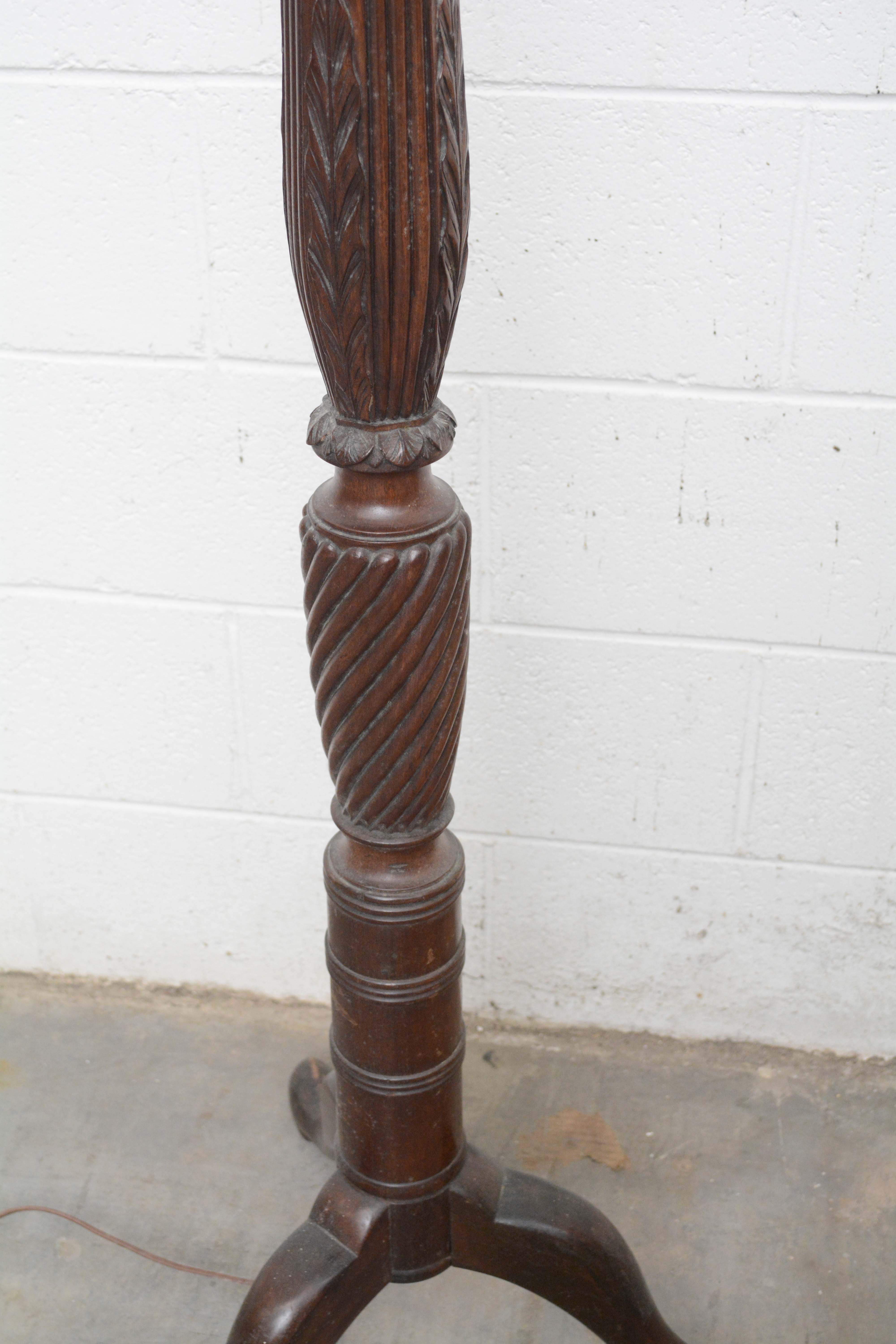 Queen Anne Style Carved Wood Floor Lamps with Cabriole Legs, circa 1930