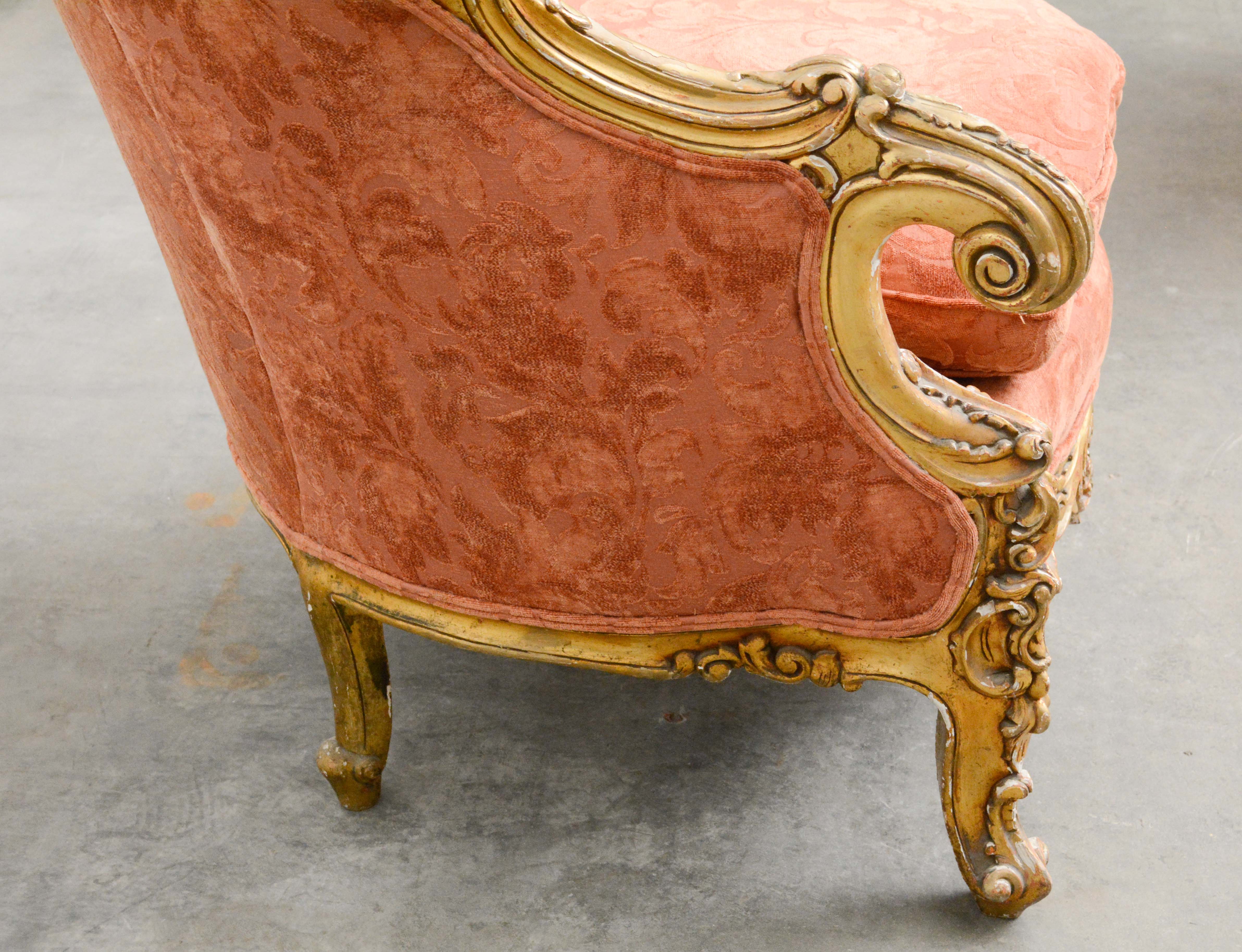 Set of Four Rococo Style Giltwood Bergères, 20th Century