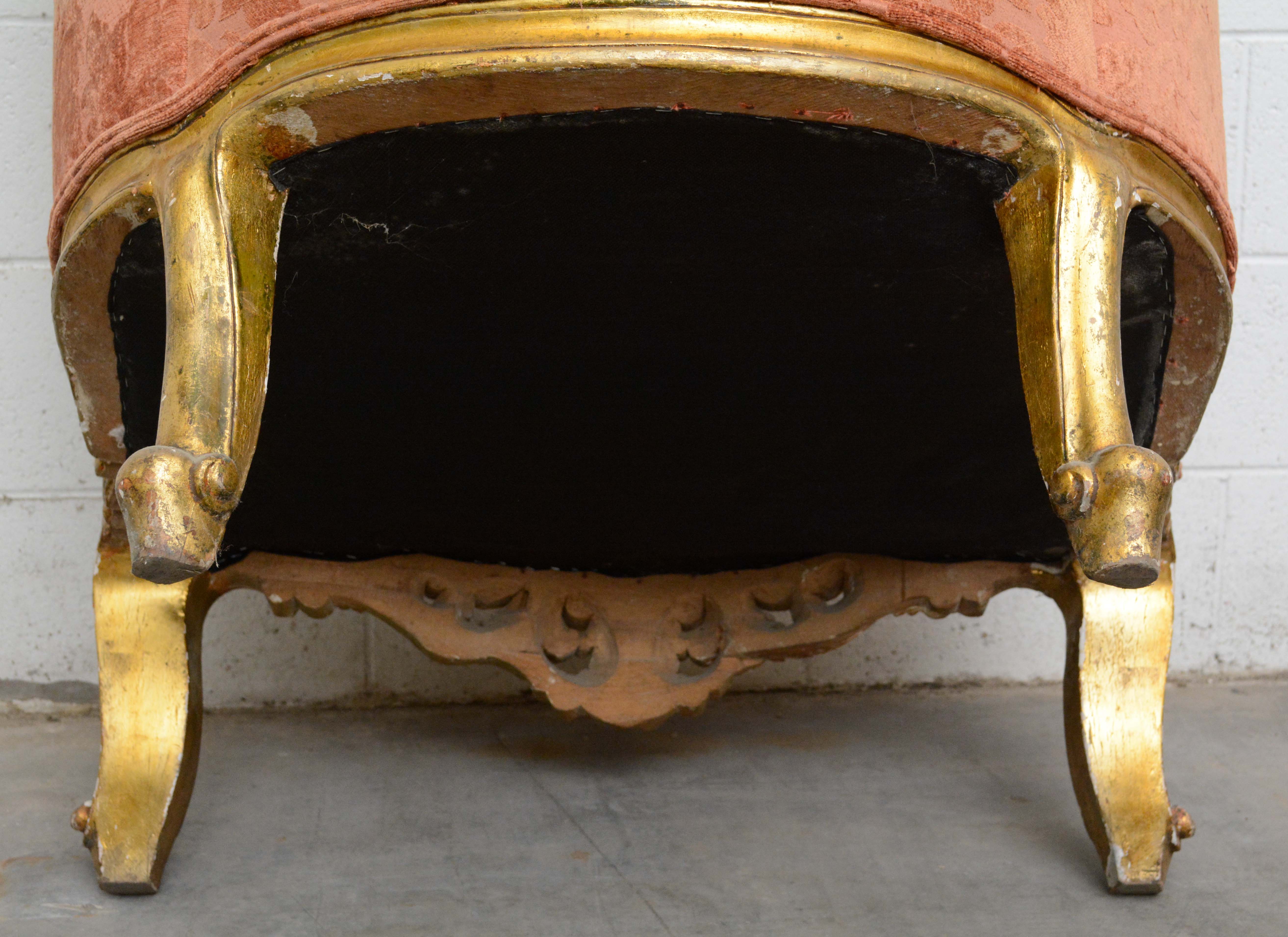 Set of Four Rococo Style Giltwood Bergères, 20th Century