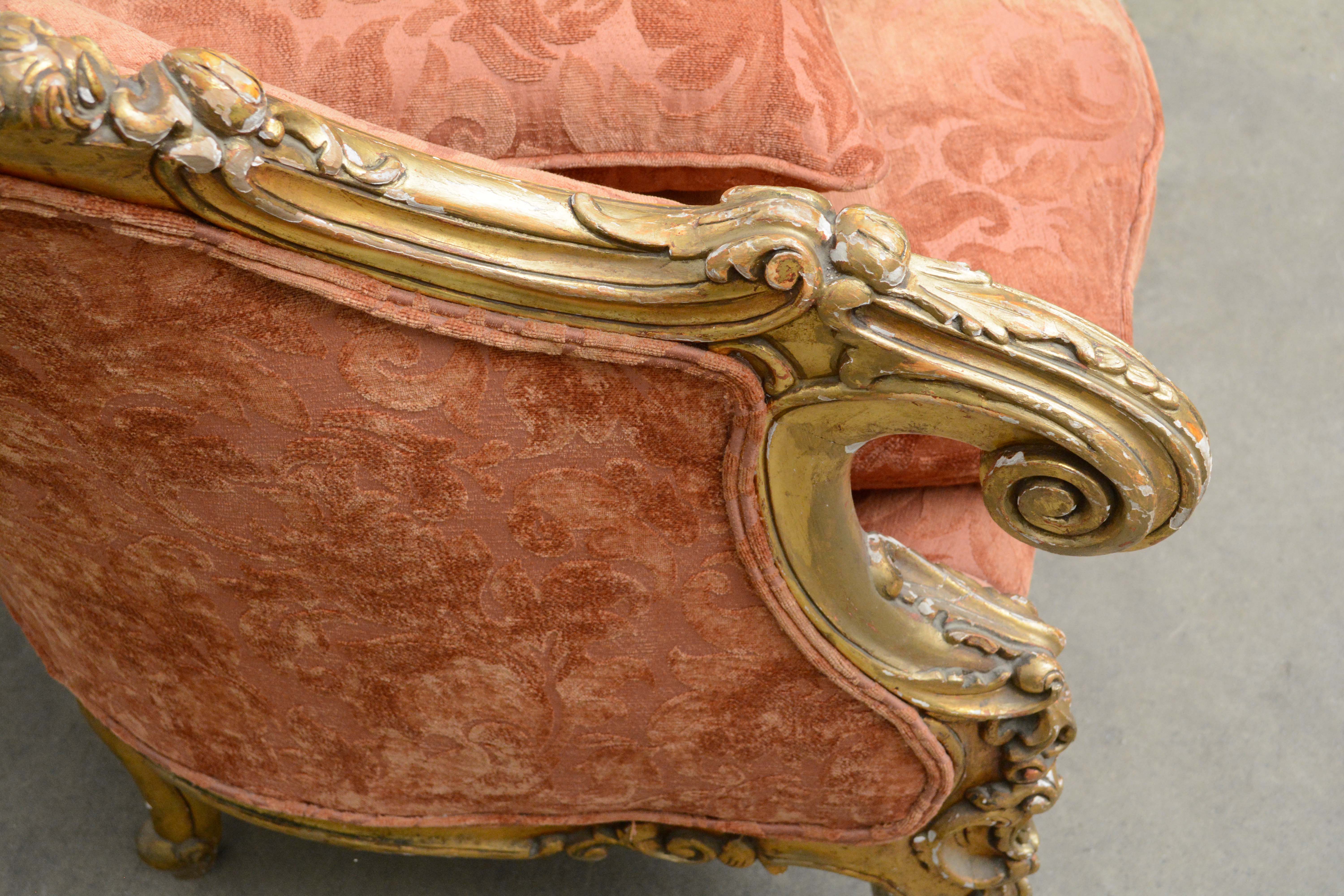 Set of Four Rococo Style Giltwood Bergères, 20th Century