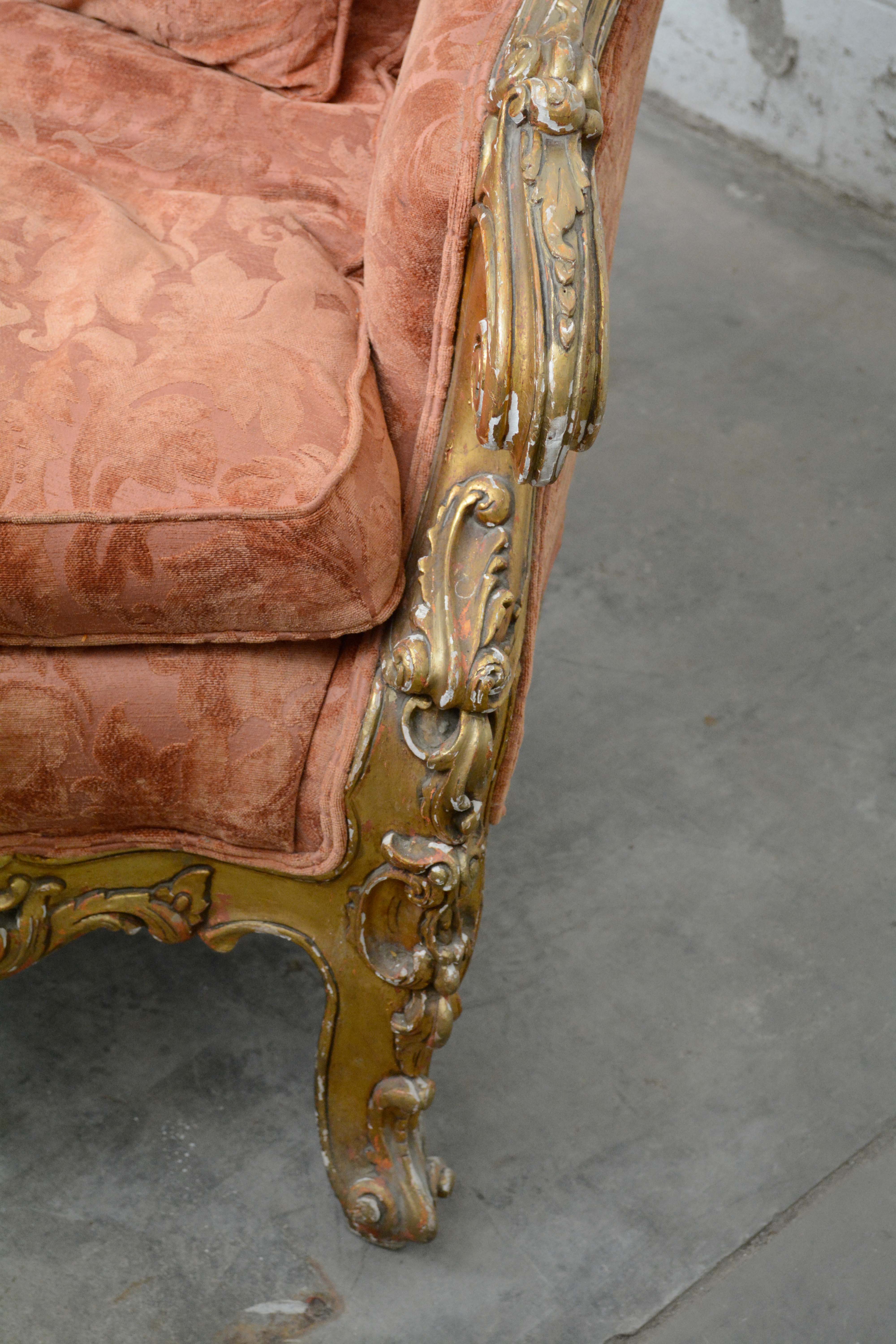 Set of Four Rococo Style Giltwood Bergères, 20th Century