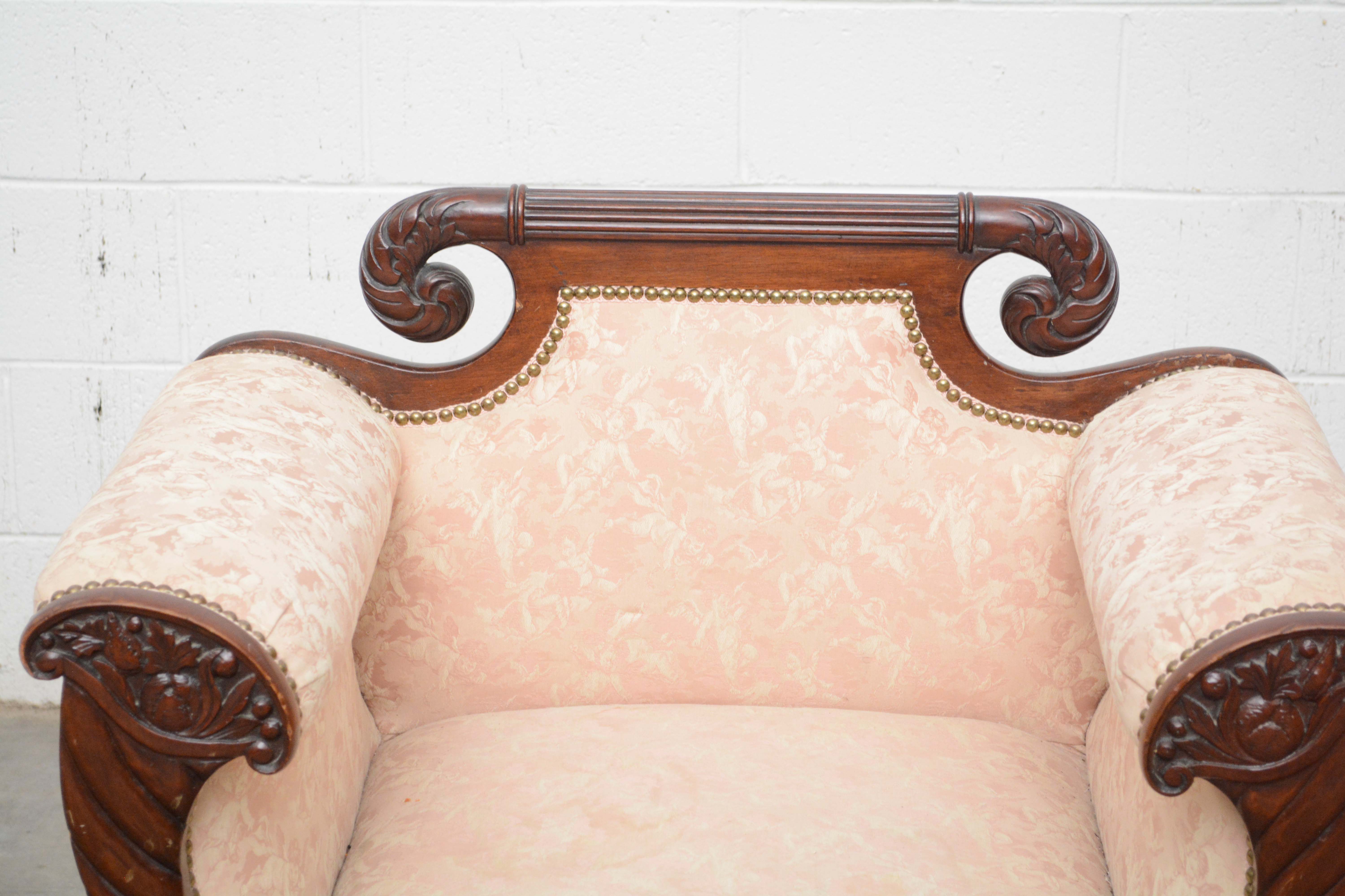 Classical Mahogany Bergère, Circa 1830