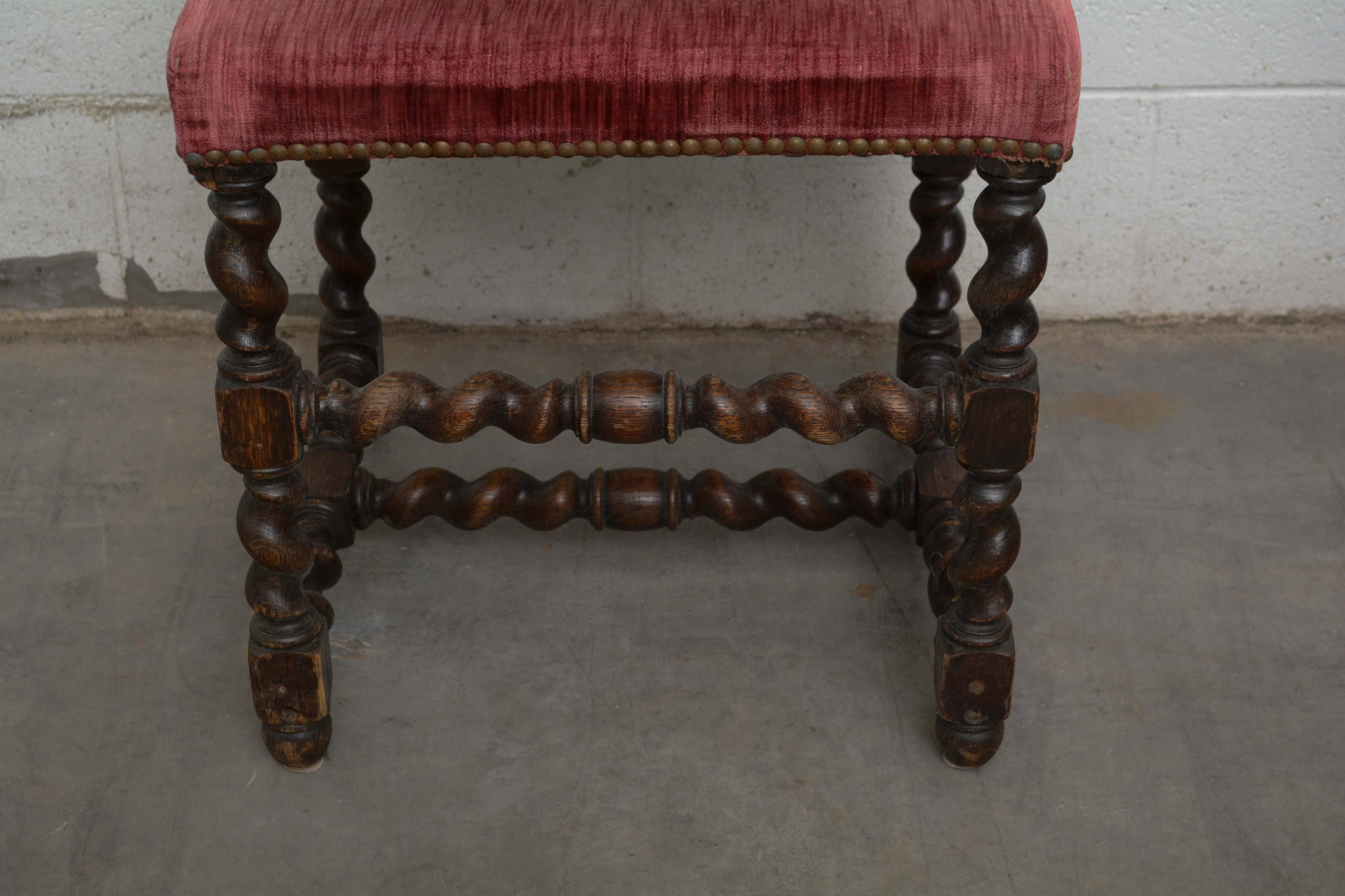 Jacobean Revival Style Upholstered Side Chairs, Early 20th Century