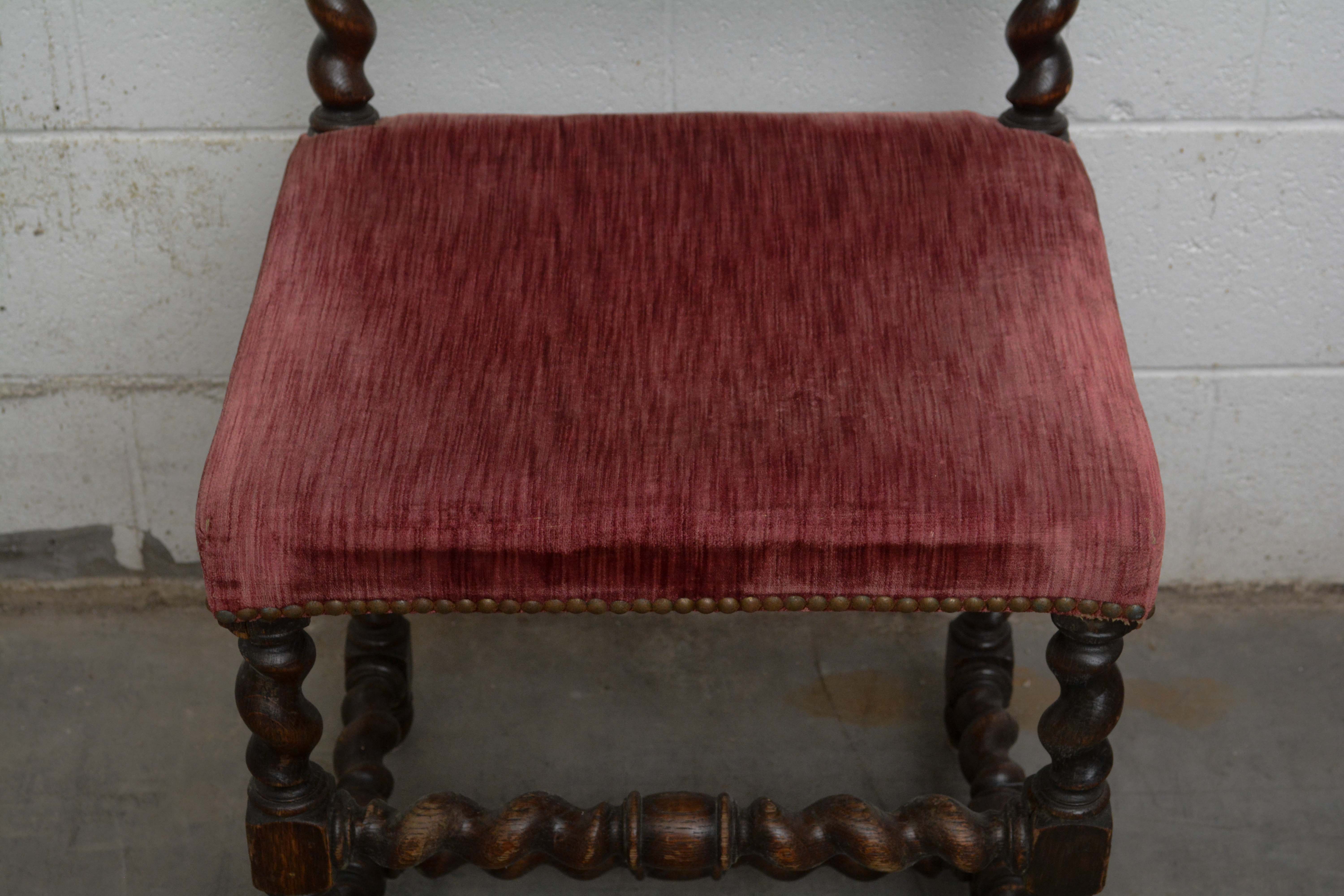 Jacobean Revival Style Upholstered Side Chairs, Early 20th Century