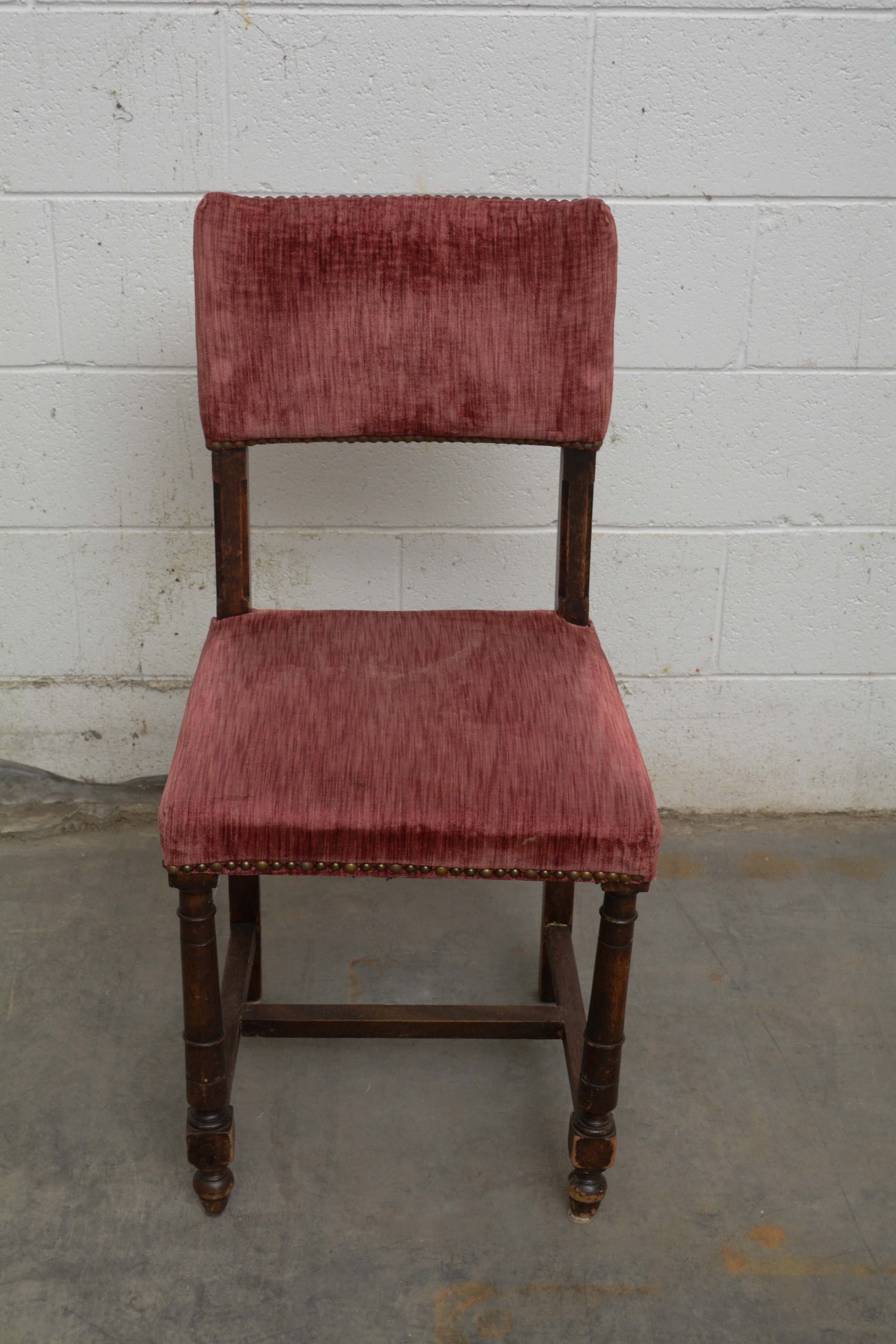 Jacobean Revival Style Upholstered Side Chairs, Early 20th Century