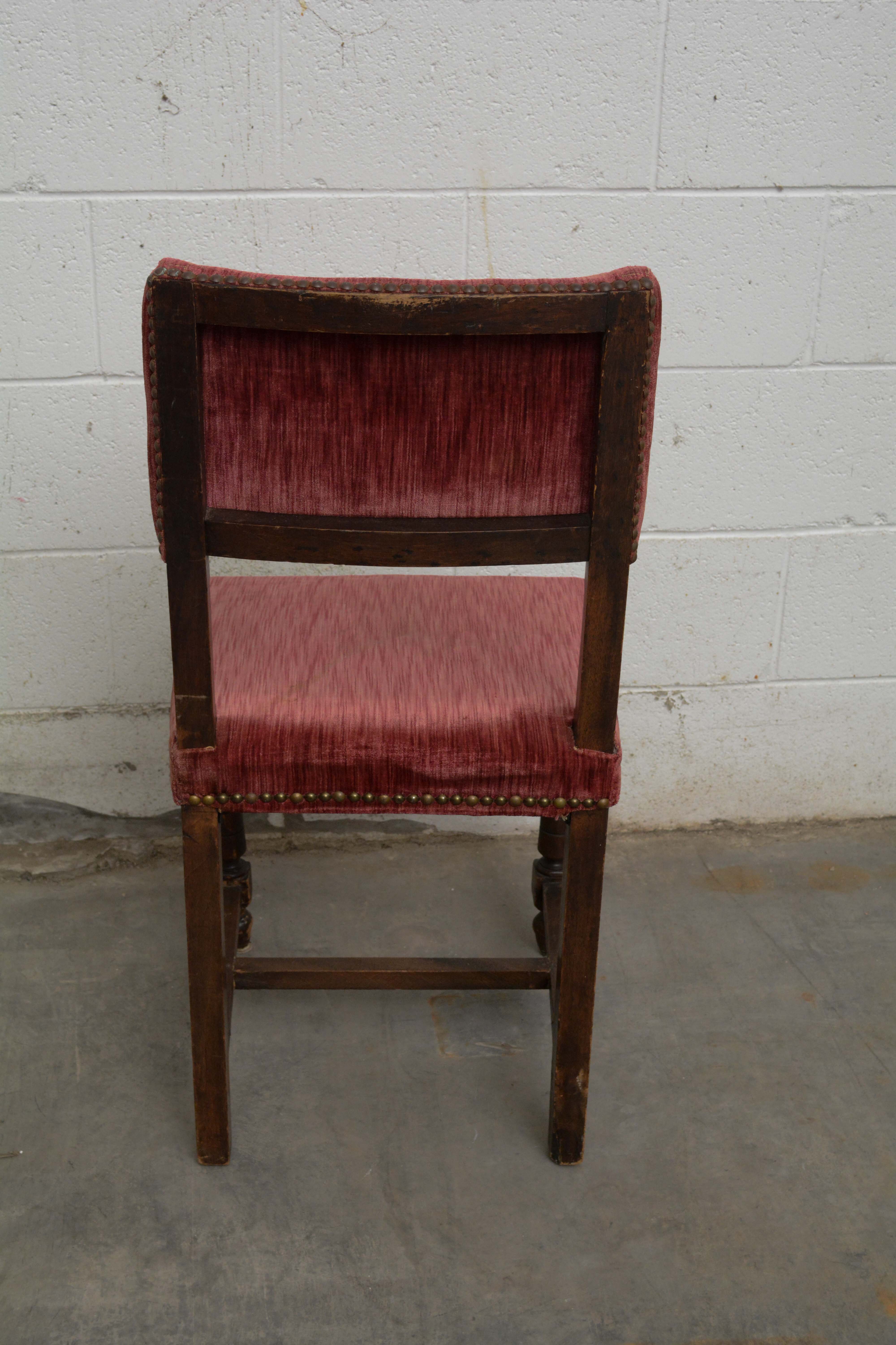 Jacobean Revival Style Upholstered Side Chairs, Early 20th Century