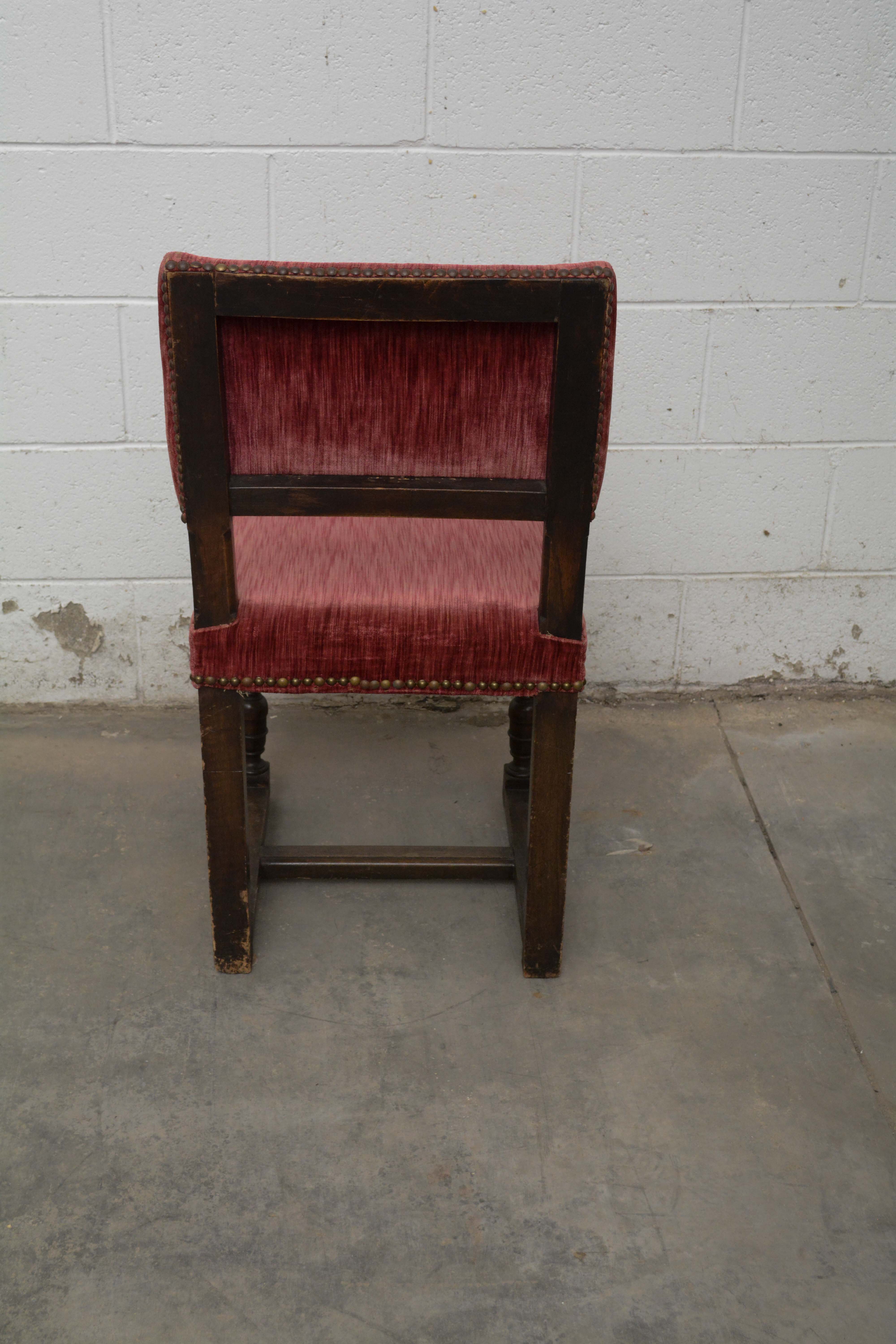 Jacobean Revival Style Upholstered Side Chairs, Early 20th Century