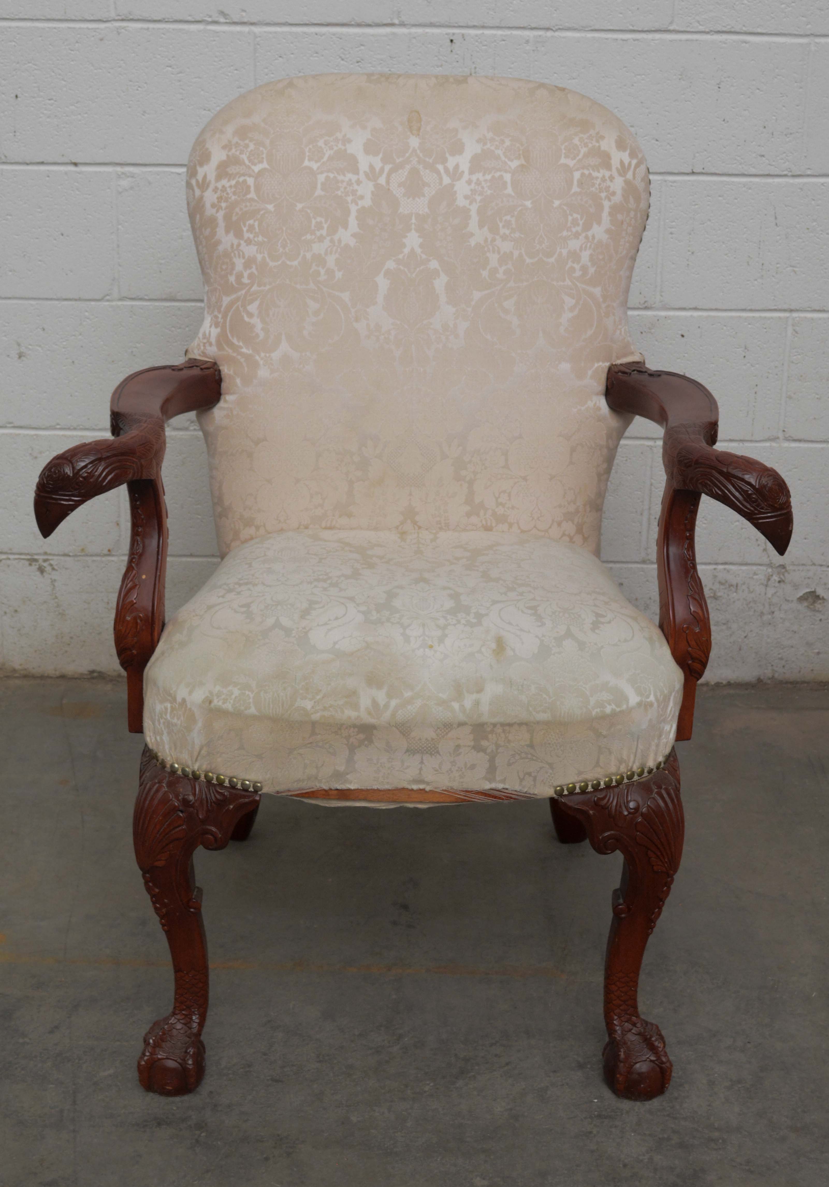 Pair of George II Style Mahogany Armchairs, 20th Century