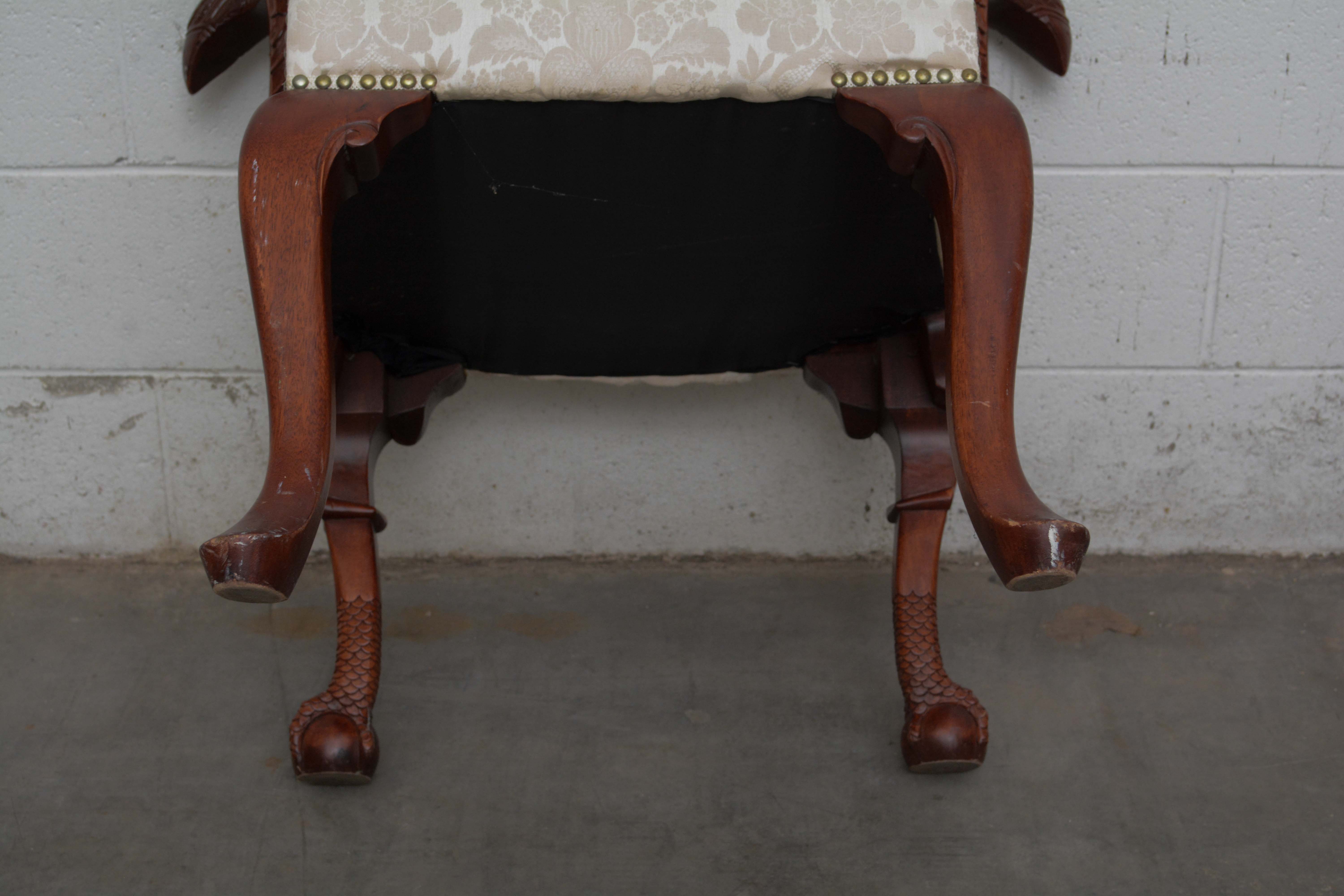 Pair of George II Style Mahogany Armchairs, 20th Century