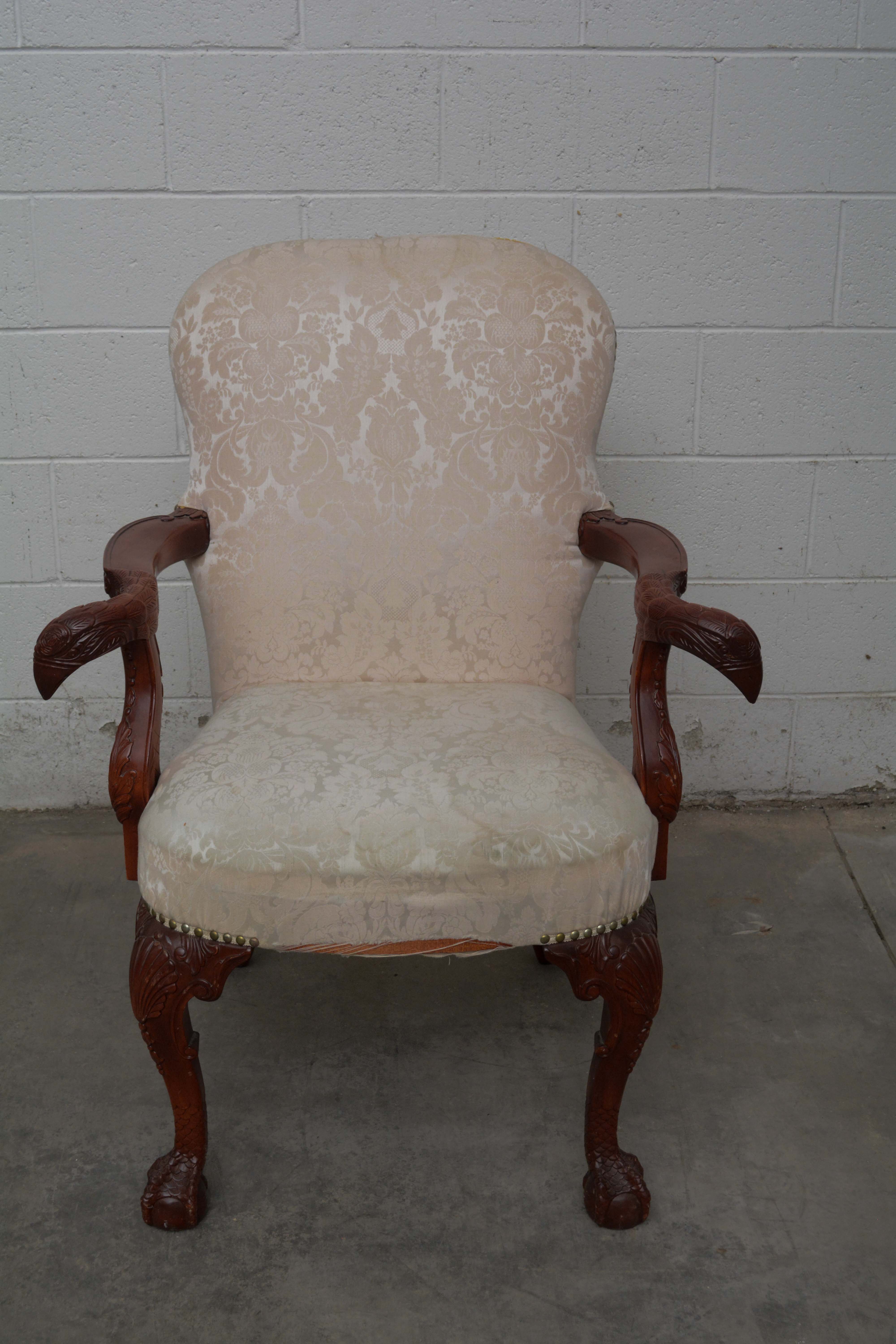 Pair of George II Style Mahogany Armchairs, 20th Century