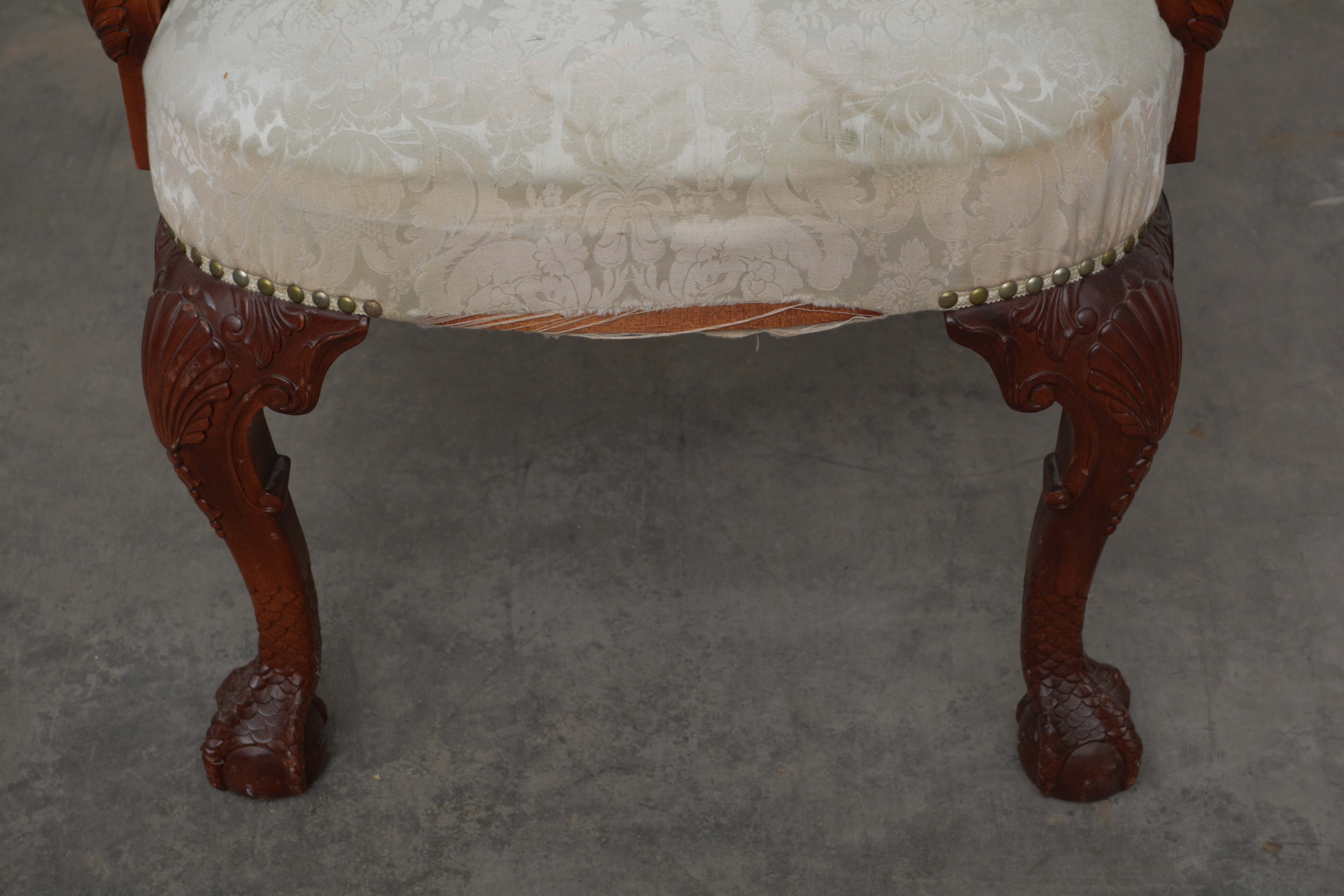 Pair of George II Style Mahogany Armchairs, 20th Century