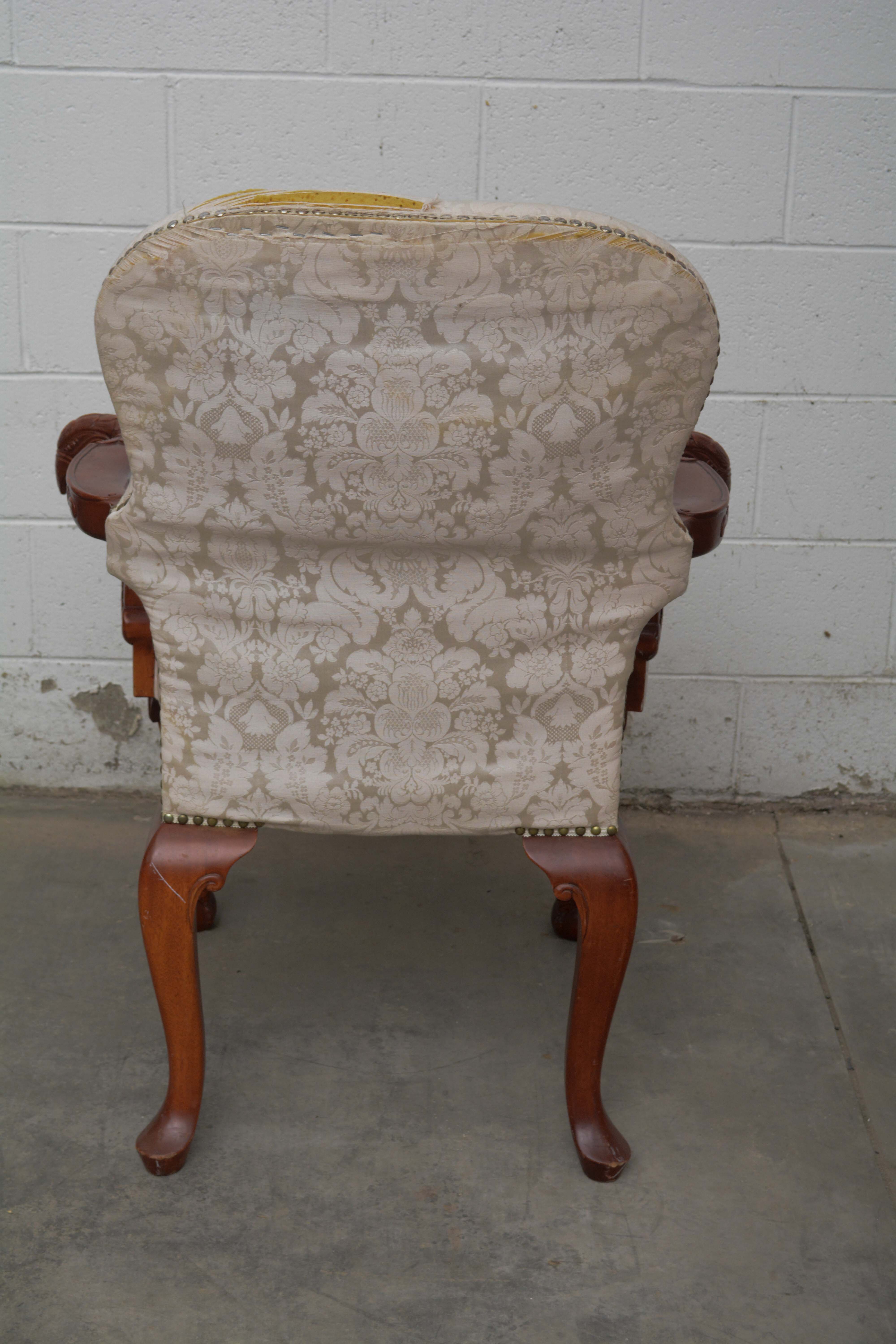 Pair of George II Style Mahogany Armchairs, 20th Century