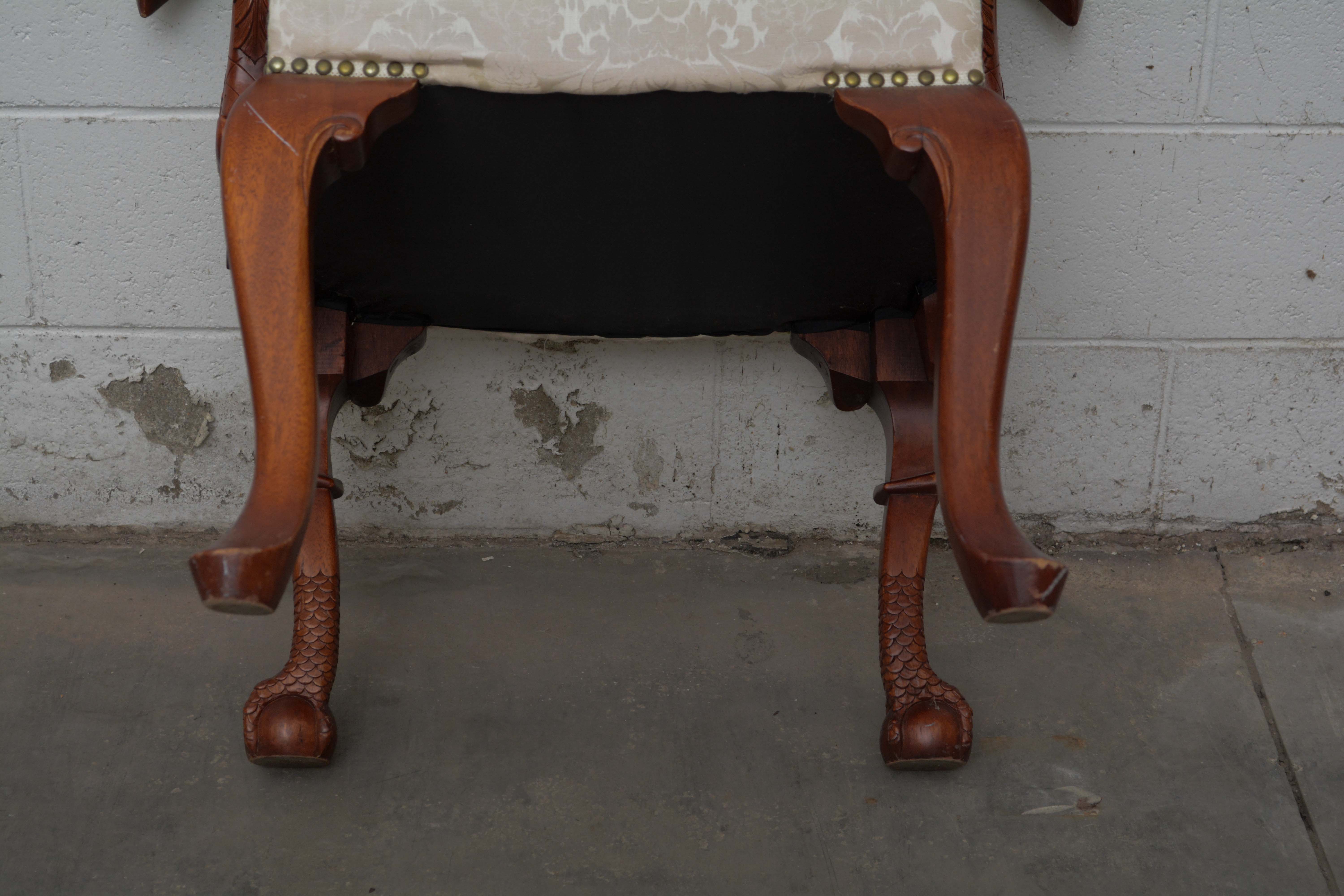 Pair of George II Style Mahogany Armchairs, 20th Century