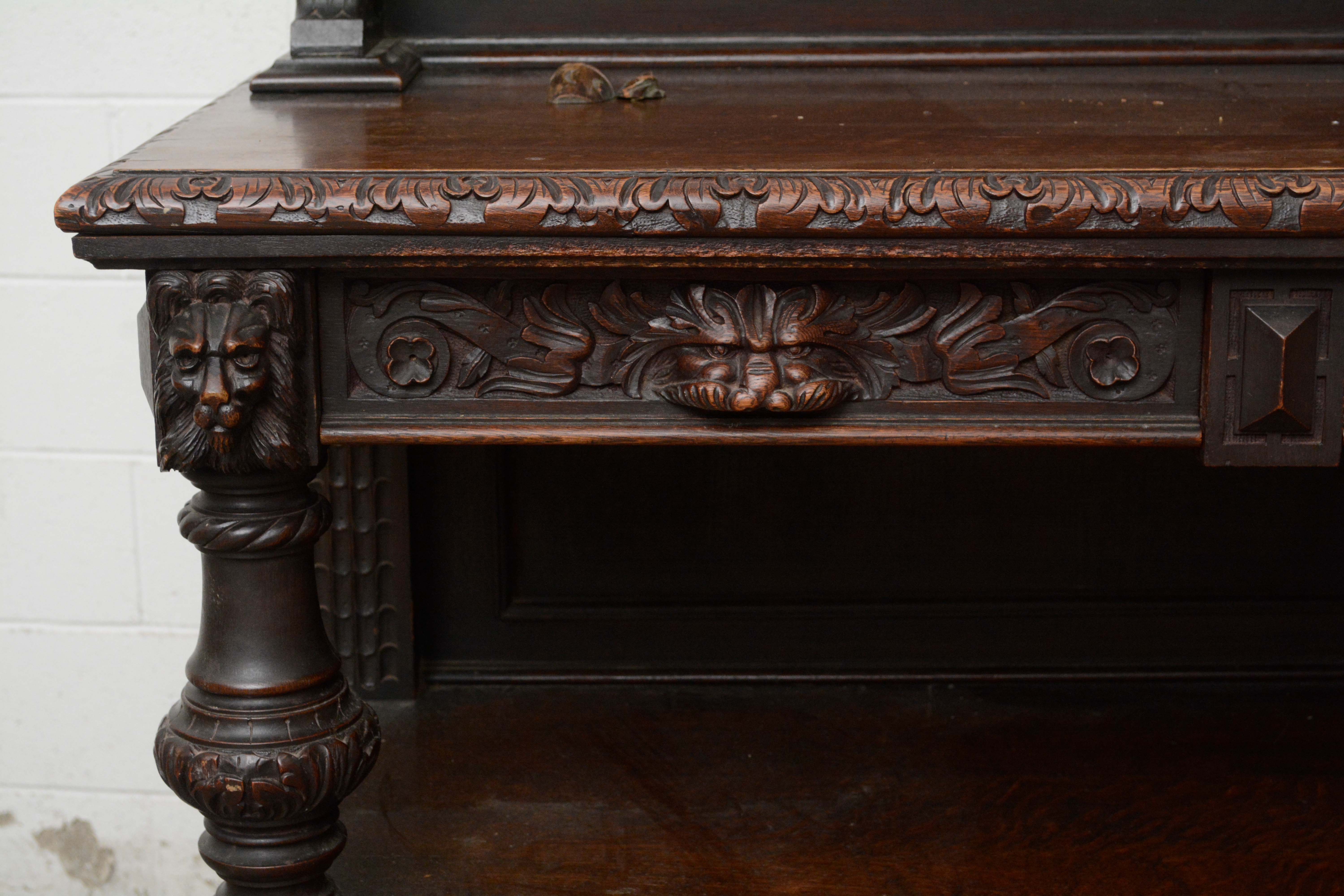 Renaissance Revival Oak Sideboard by Hewetson & Thexton, Late 19th Century