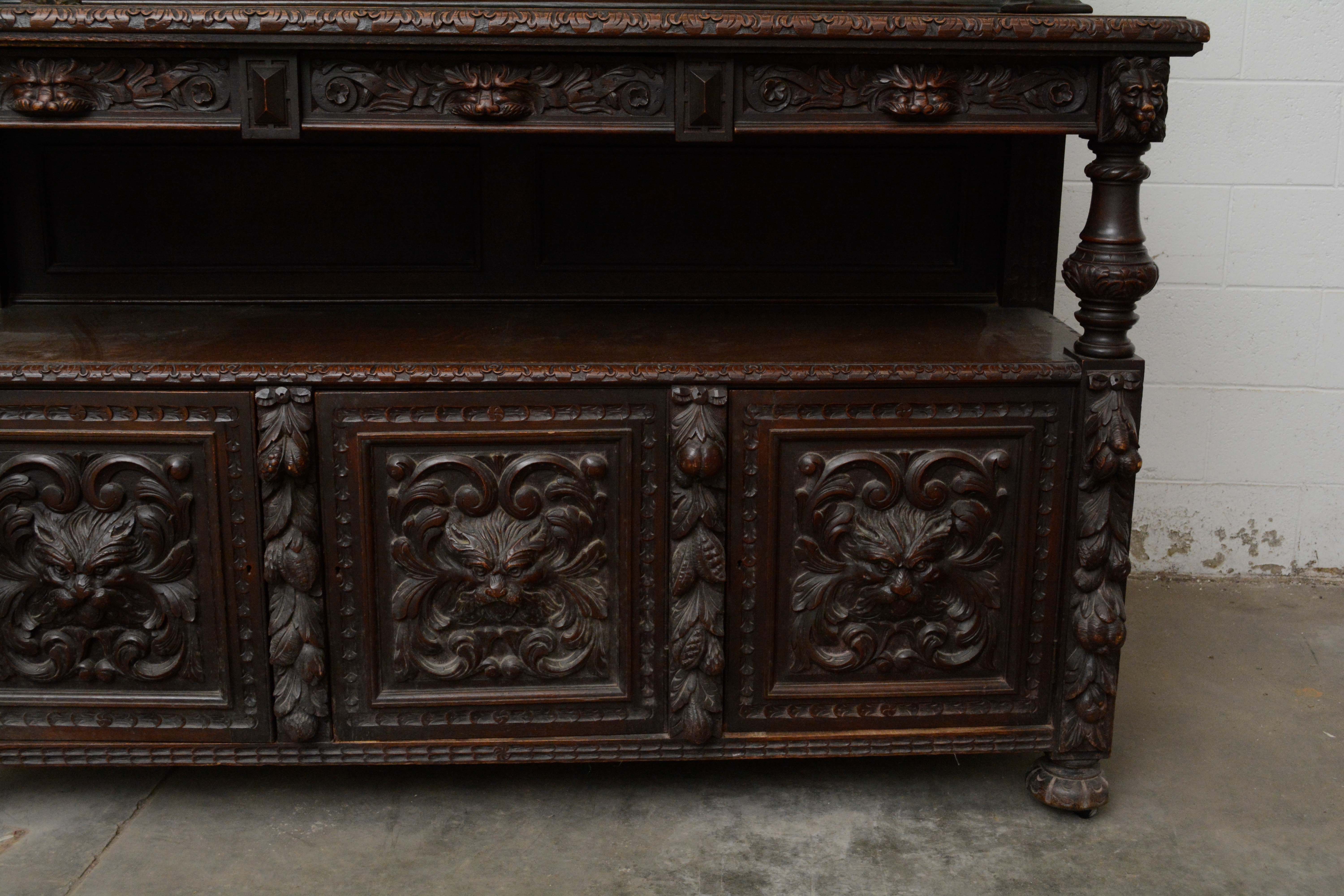 Renaissance Revival Oak Sideboard by Hewetson & Thexton, Late 19th Century