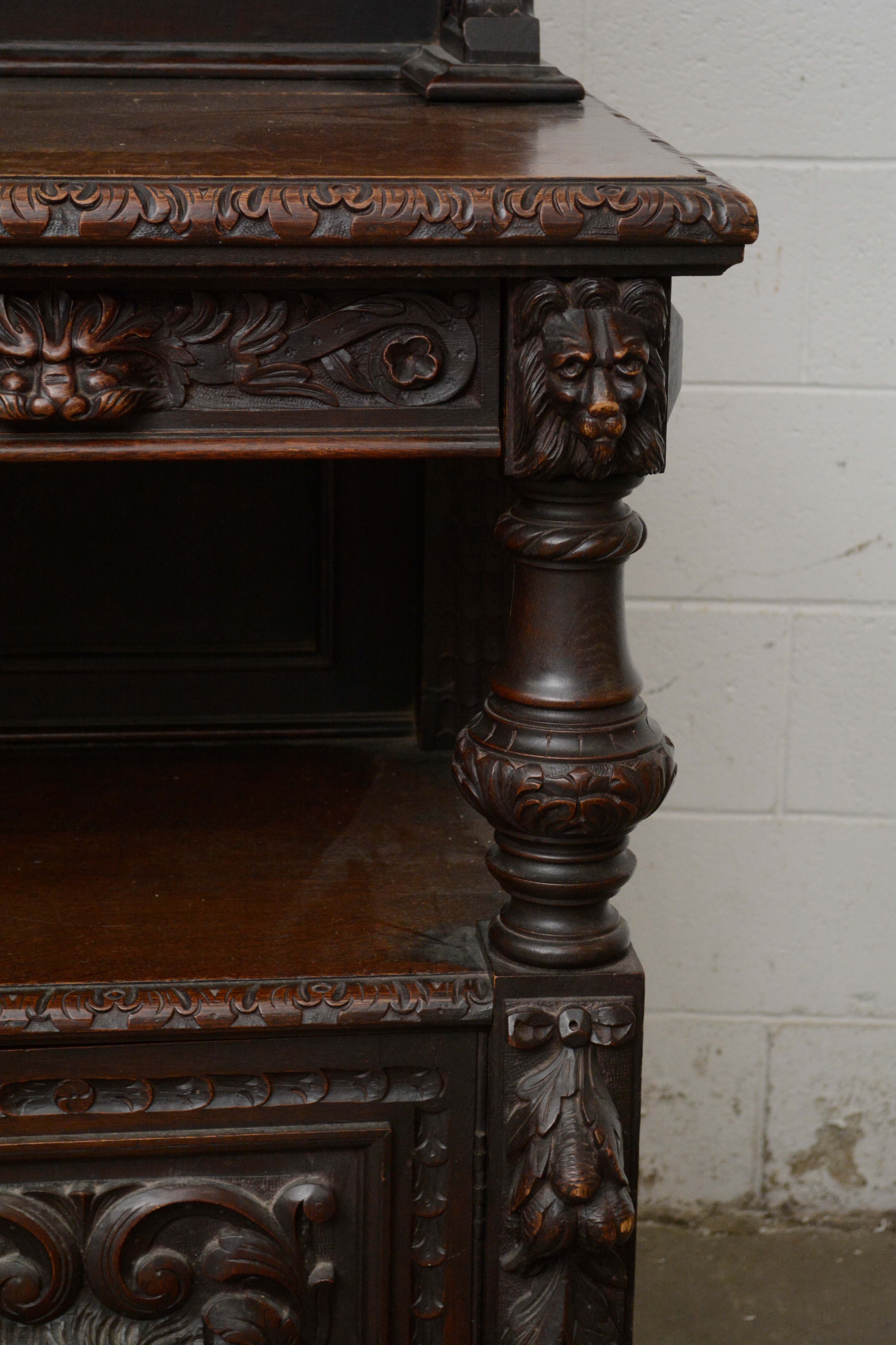 Renaissance Revival Oak Sideboard by Hewetson & Thexton, Late 19th Century