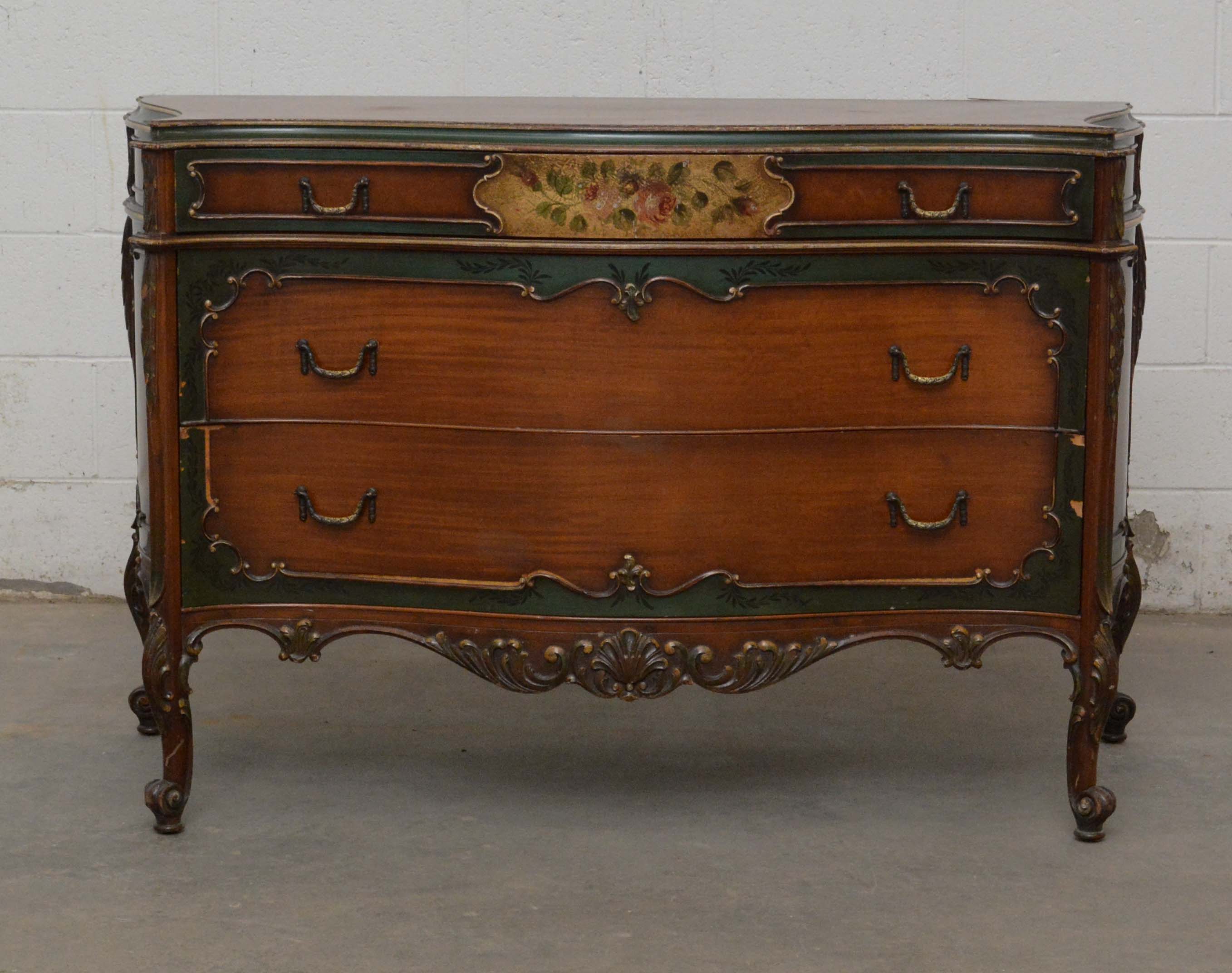 Louis XV Style Painted Walnut Commode by The Winnebago Mfg. Co., 20th Century