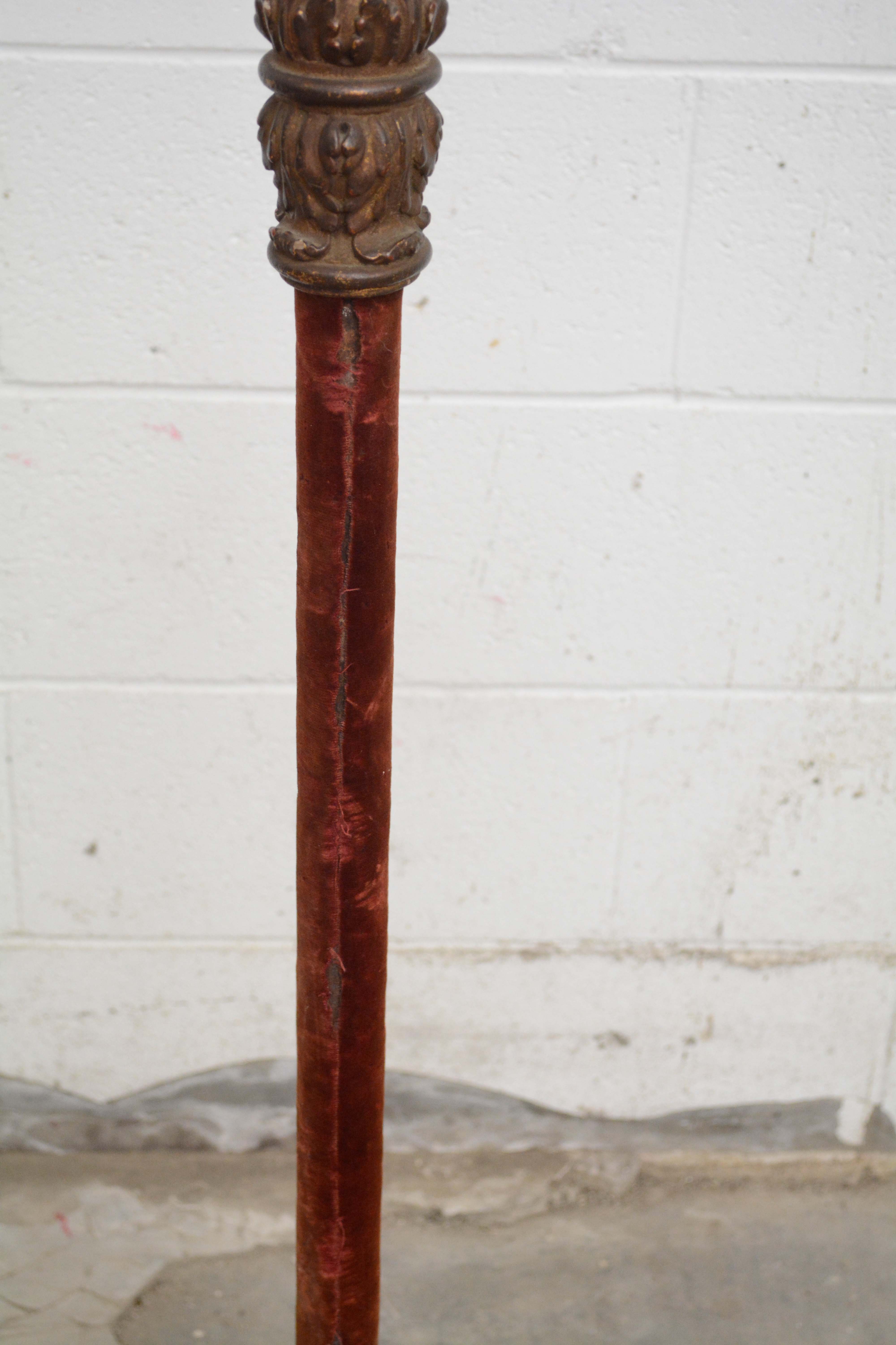 Antique Velvet Wrapped Acanthus Motif Five Light Standards