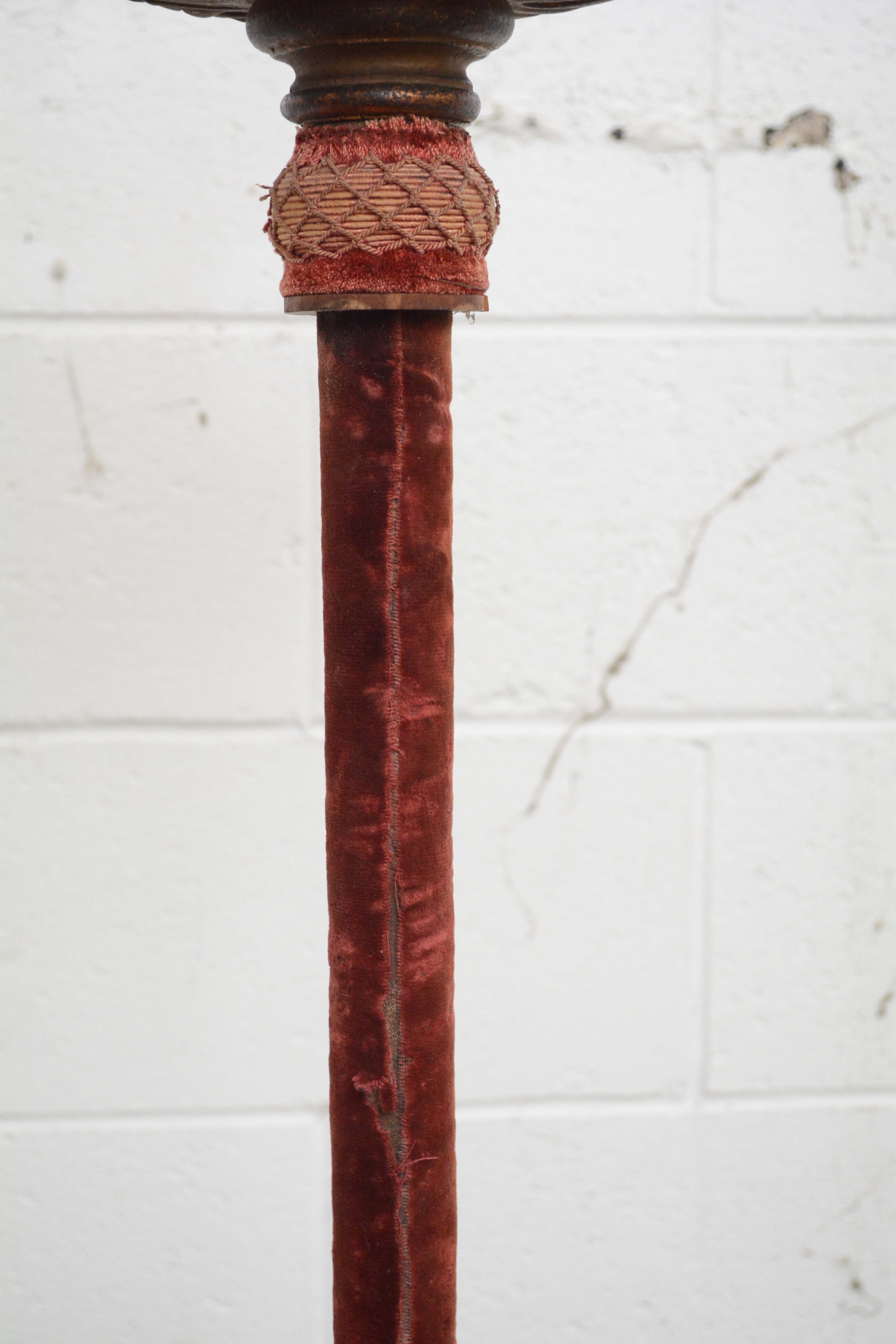 Antique Velvet Wrapped Acanthus Motif Five Light Standards