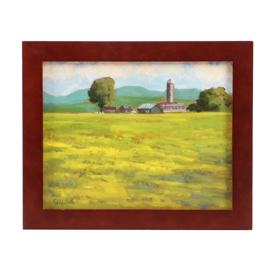 Nora Sallows Oil Painting of Pastoral Landscape