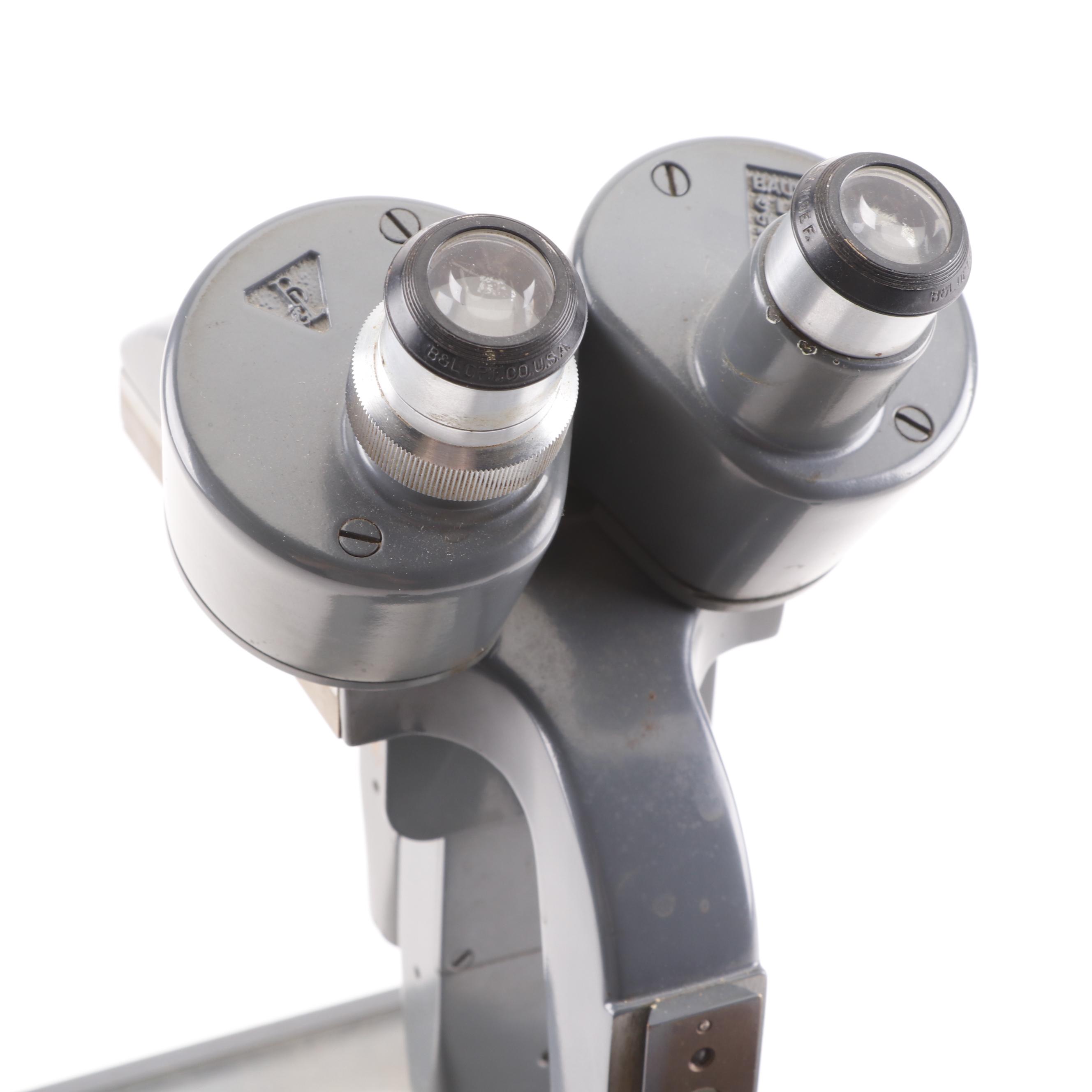 Vintage Bausch & Lomb Stereo Microscope with Wooden Case