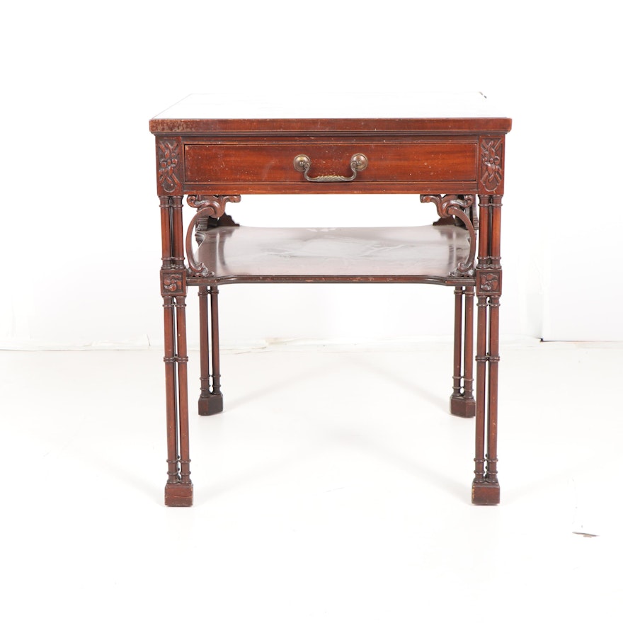 Victorian Style Mahogany End Table with Drawer by Imperial, Mid 20th Century